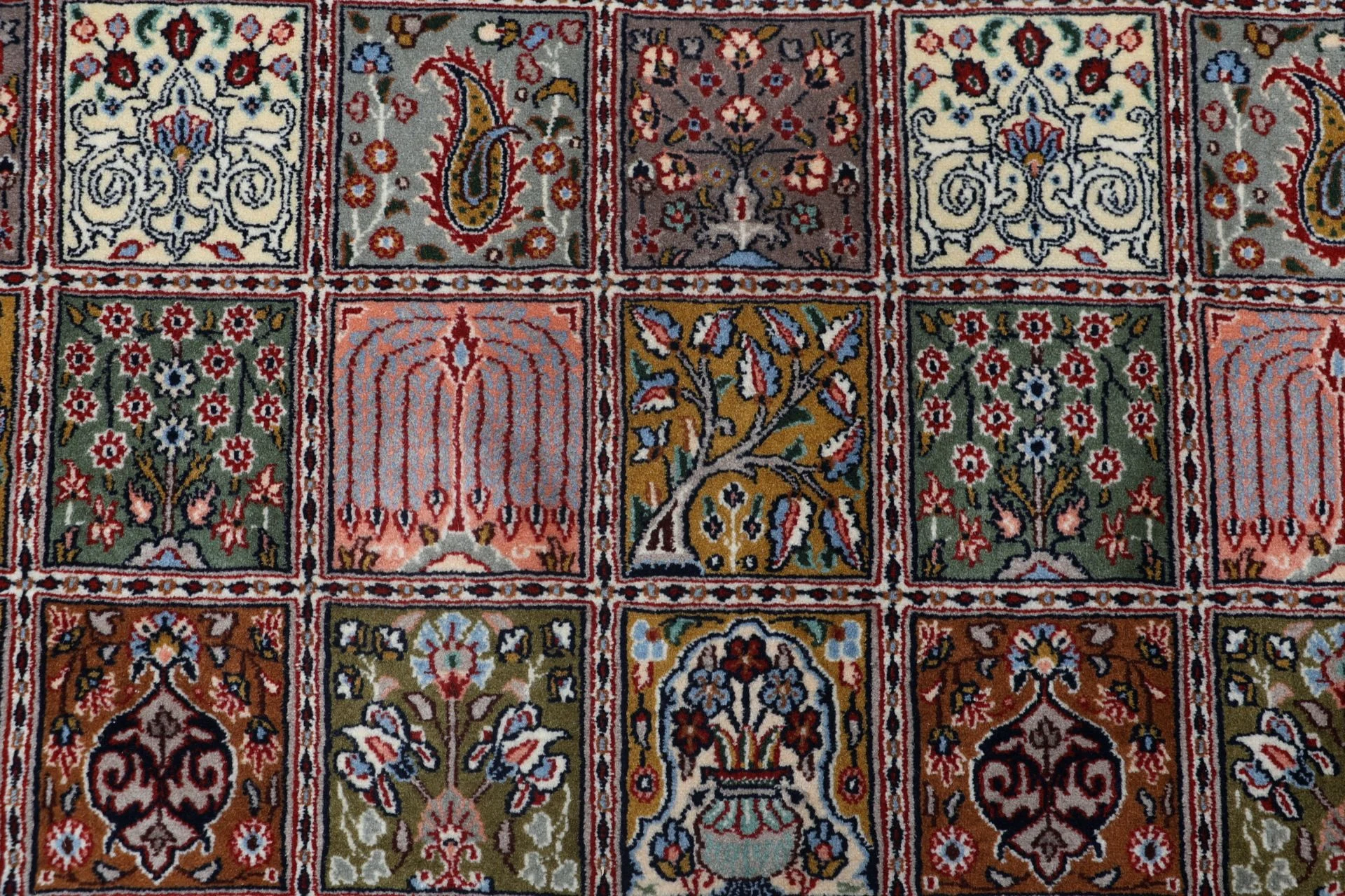 Hand-Knotted Wool & Silk Moud Persian Rug, 207 × 300 cm
