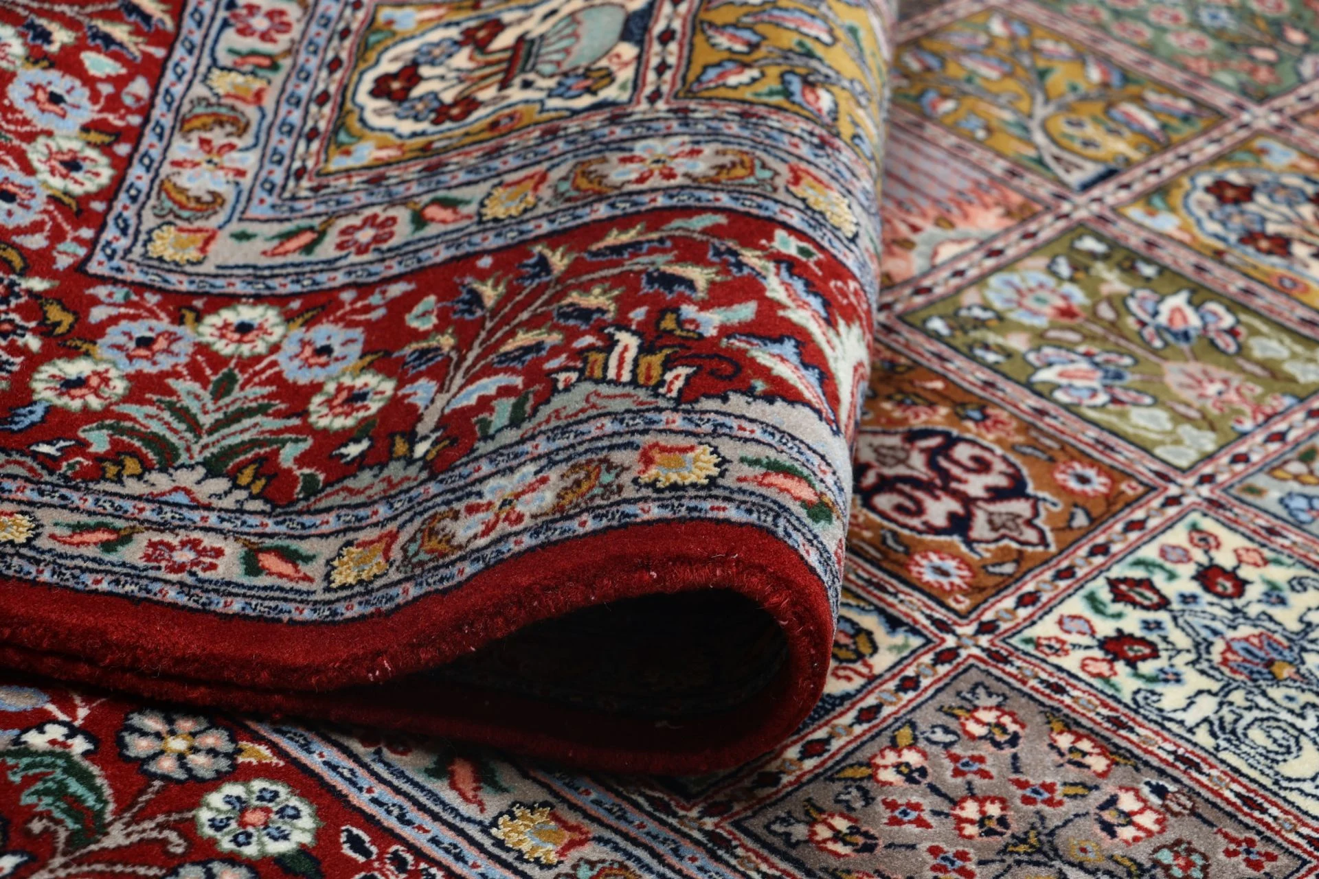 Hand-Knotted Wool & Silk Moud Persian Rug, 207 × 300 cm