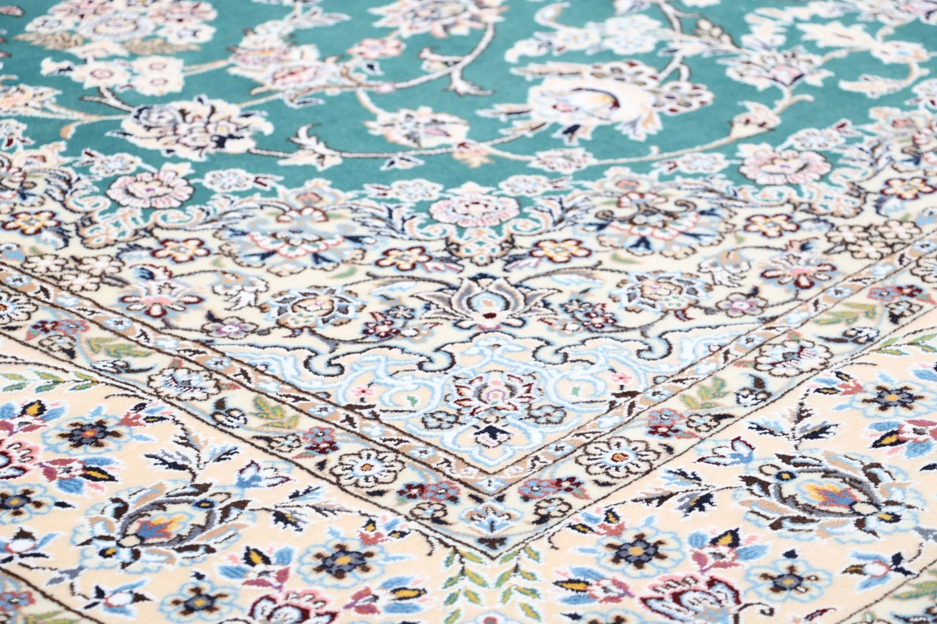 Hand-Knotted Wool & Silk Nain Persian Rug, 203 × 313 cm
