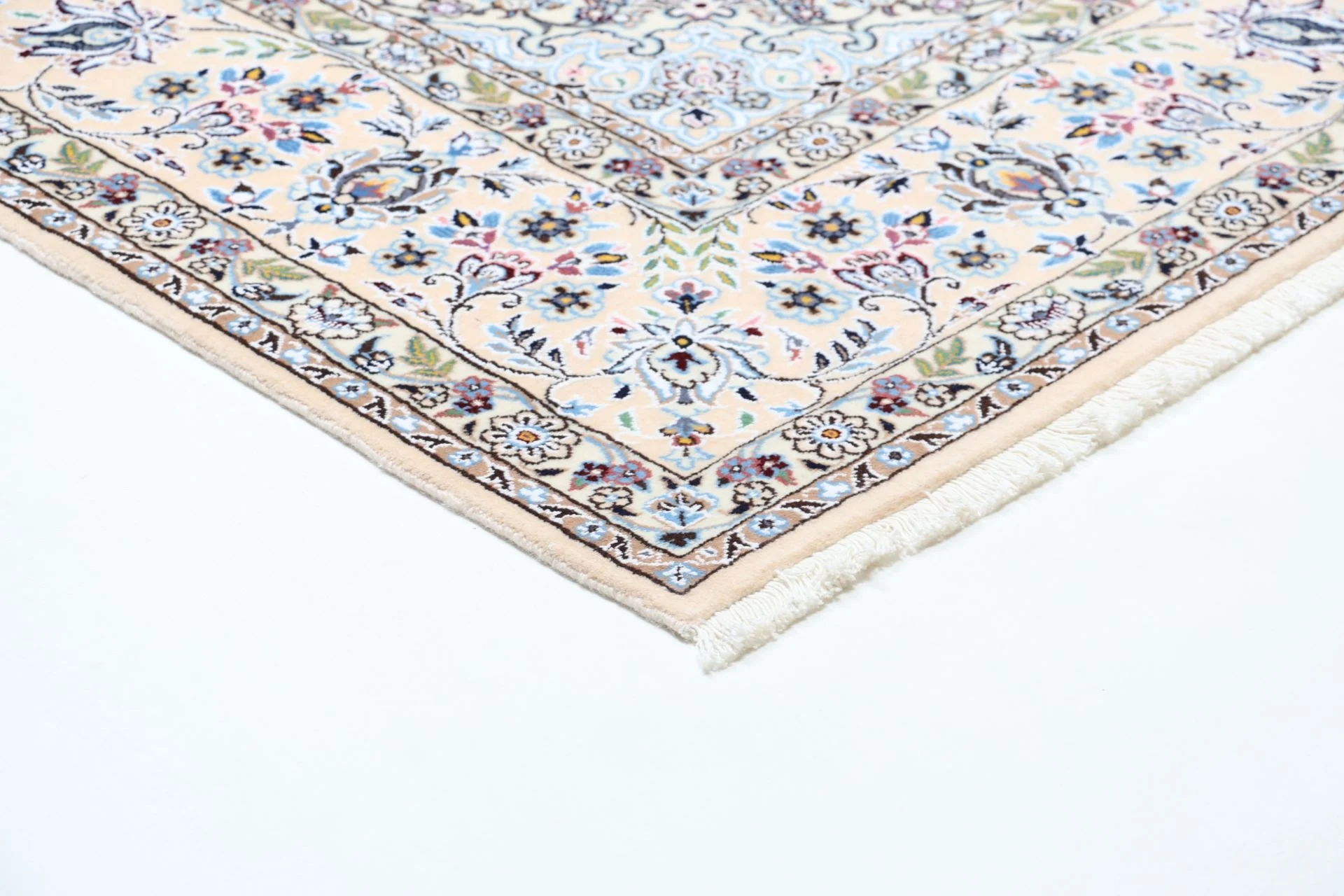 Hand-Knotted Wool & Silk Nain Persian Rug, 203 × 313 cm