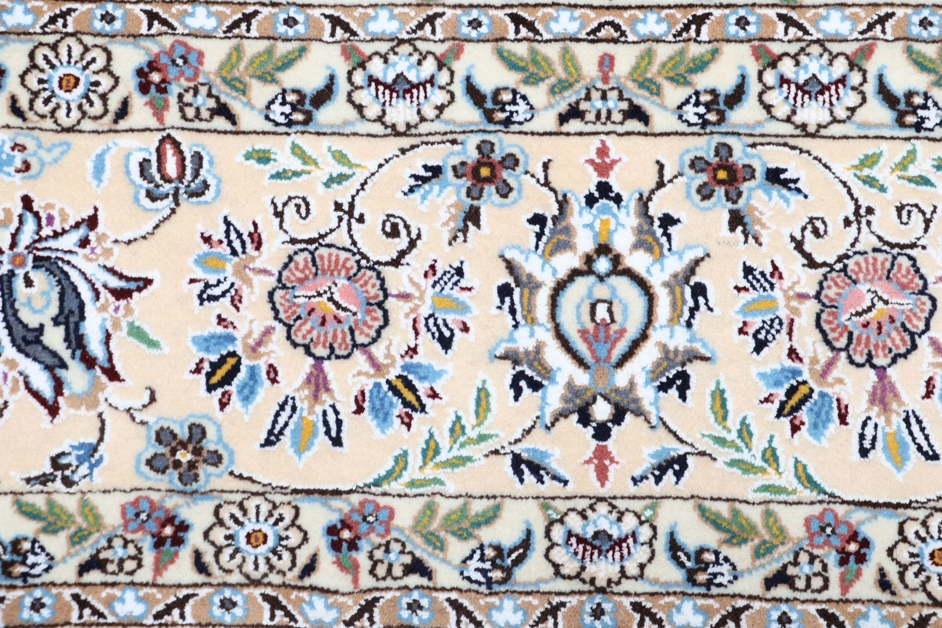 Hand-Knotted Wool & Silk Nain Persian Rug, 203 × 313 cm