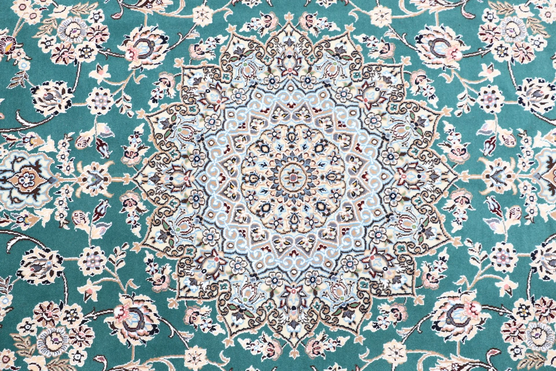 Hand-Knotted Wool & Silk Nain Persian Rug, 203 × 313 cm