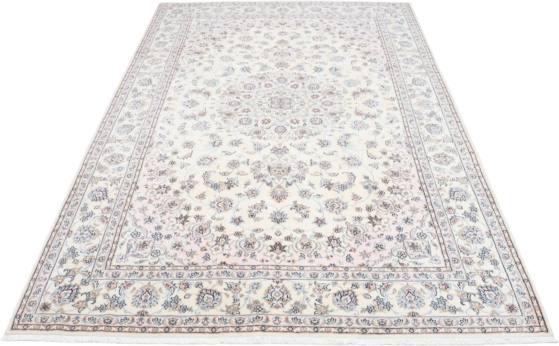 Nain Persian Rug — hand-knotted, 202 × 298 cm, Wool & Silk