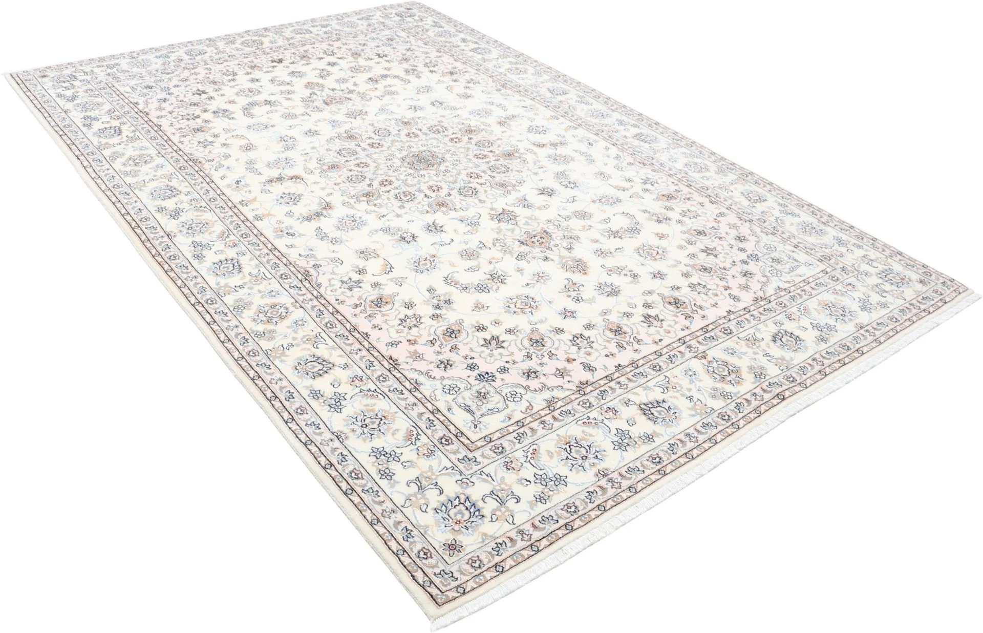 Nain Persian Rug — hand-knotted, 202 × 298 cm, Wool & Silk