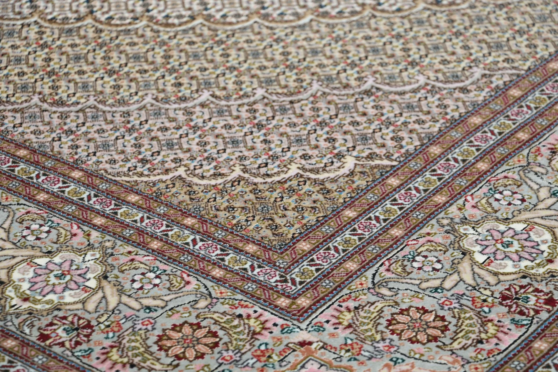 Hand-Knotted Wool & Silk Tabriz Persian Rug, 204 × 305 cm