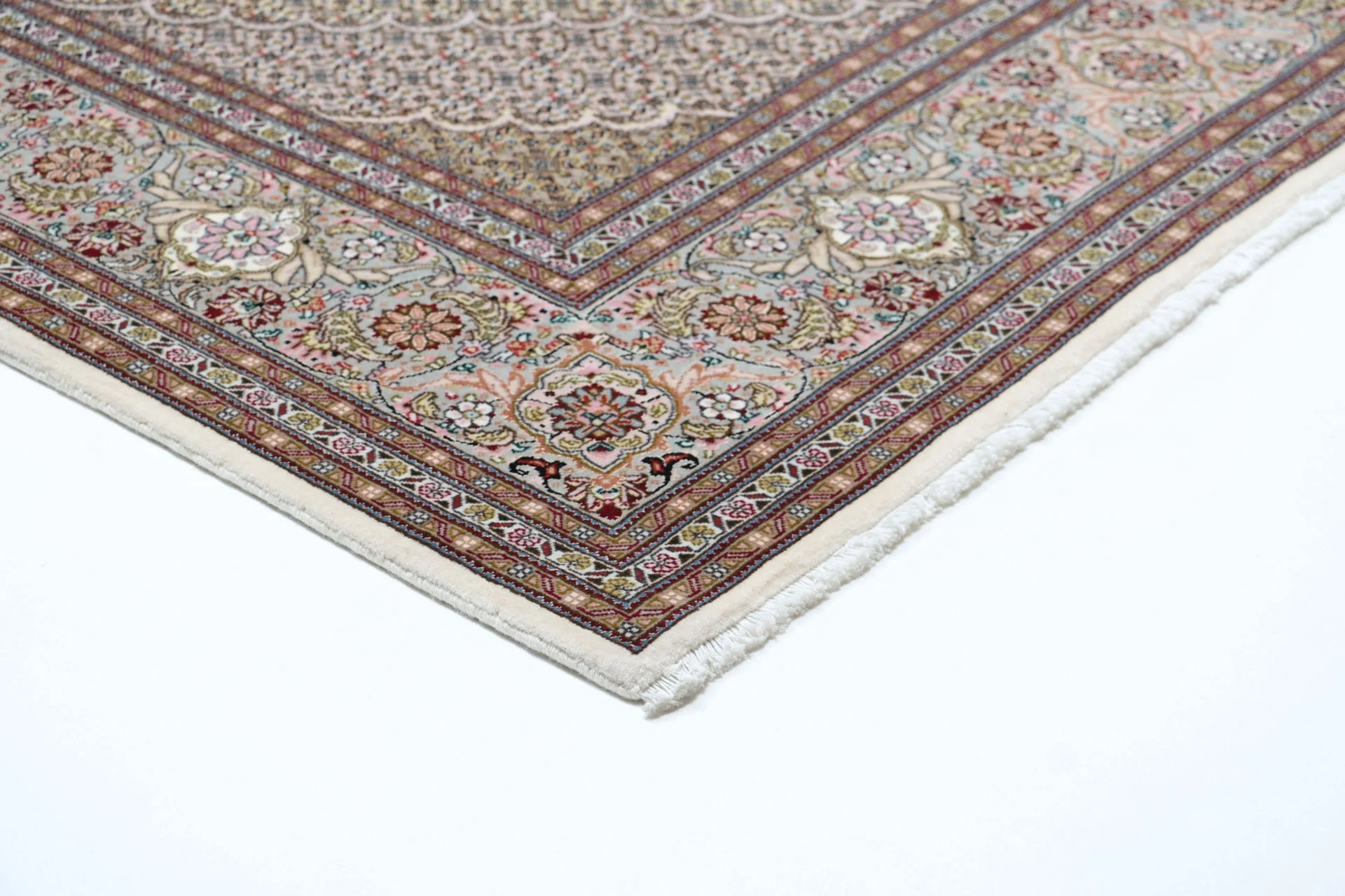 Hand-Knotted Wool & Silk Tabriz Persian Rug, 204 × 305 cm