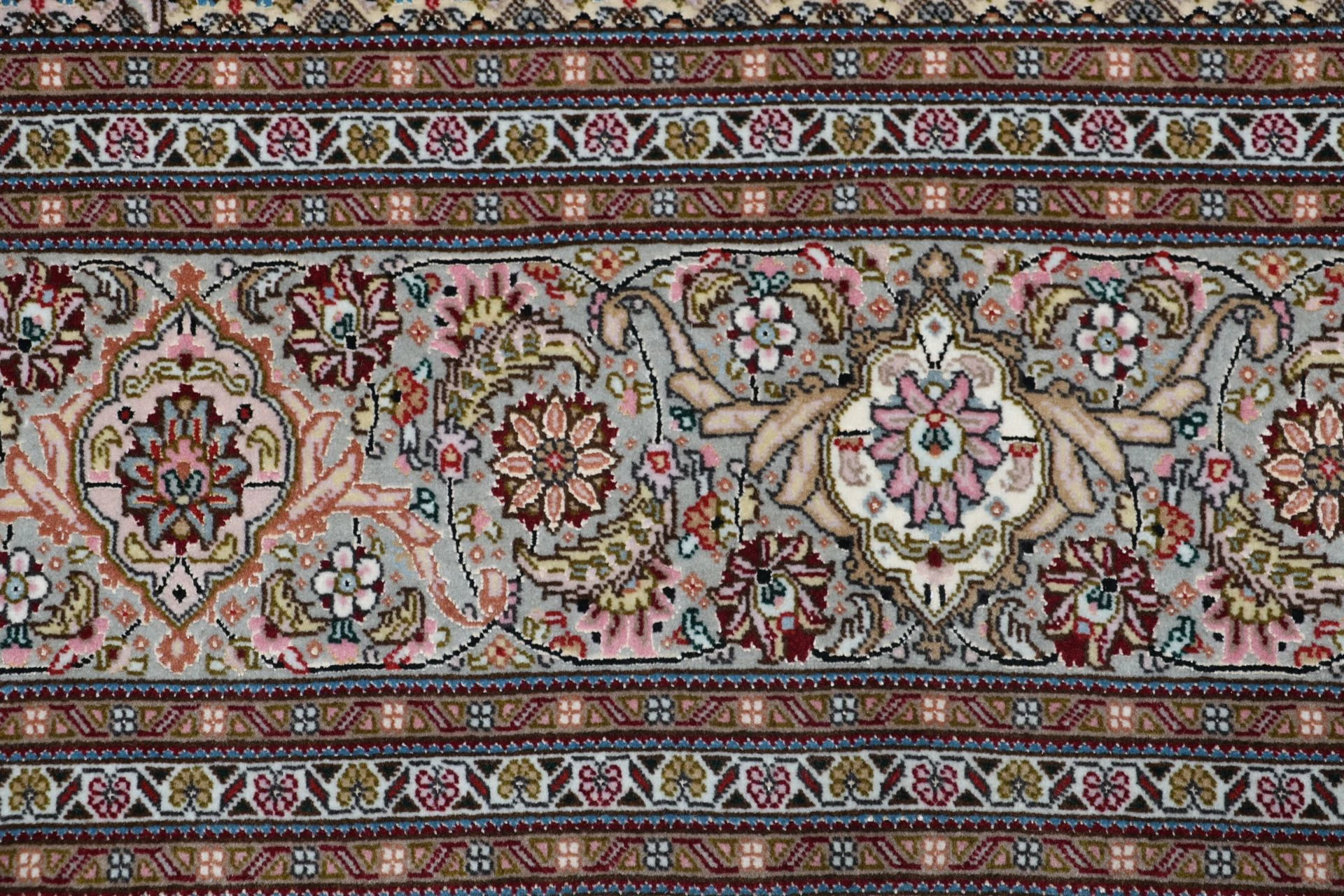 Hand-Knotted Wool & Silk Tabriz Persian Rug, 204 × 305 cm