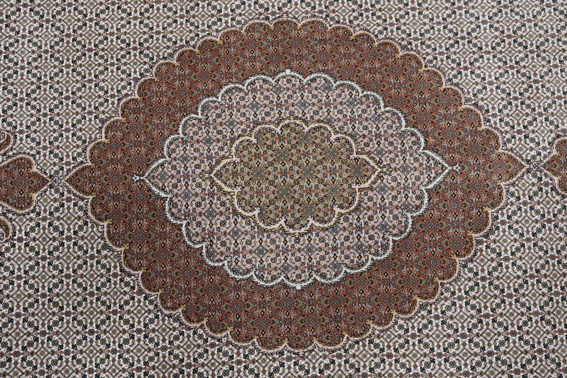 Hand-Knotted Wool & Silk Tabriz Persian Rug, 204 × 305 cm