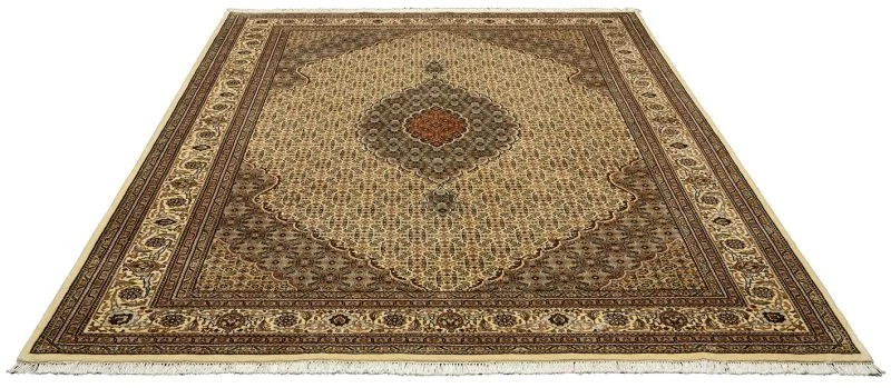 Hand-Knotted Wool & Silk Tabriz Indian Rug, 251 × 350 cm
