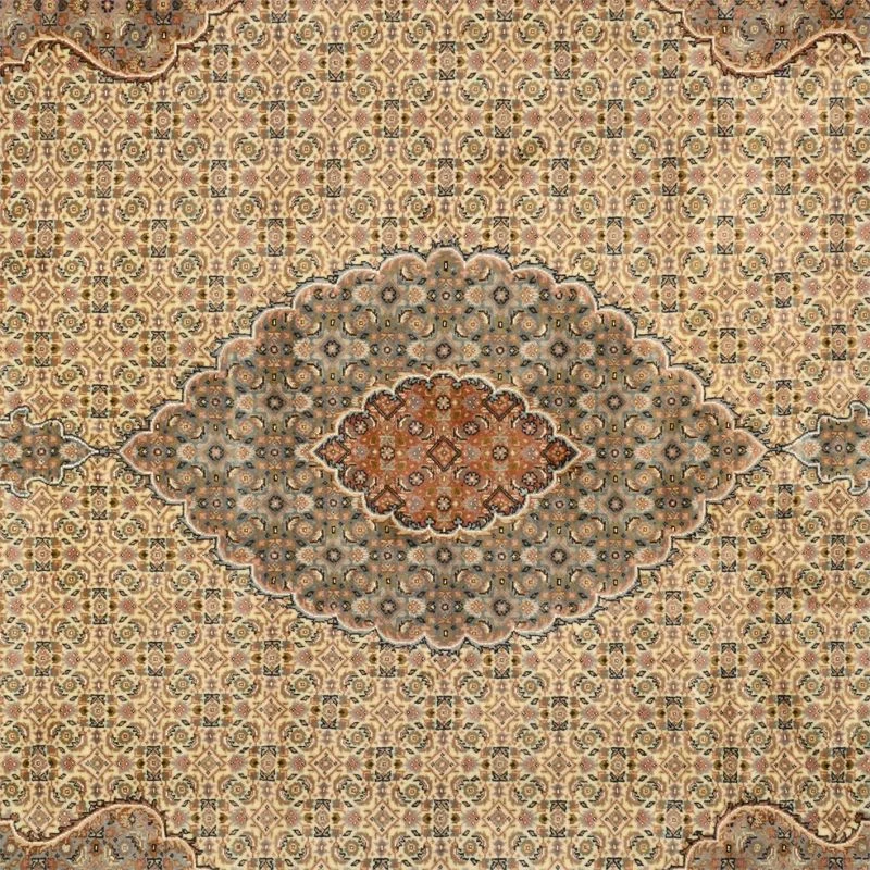 Hand-Knotted Wool & Silk Tabriz Indian Rug, 251 × 350 cm