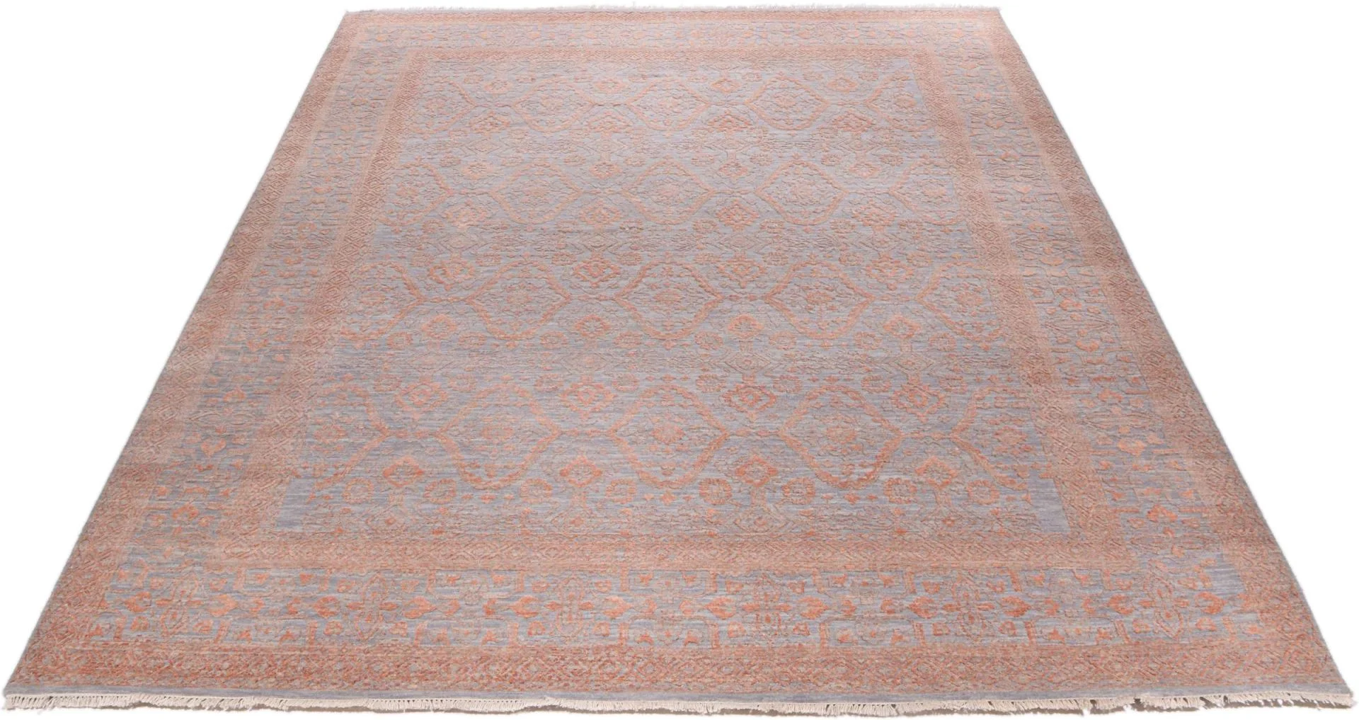 Indian Rug — hand-knotted, 247 × 305 cm, Wool & Silk