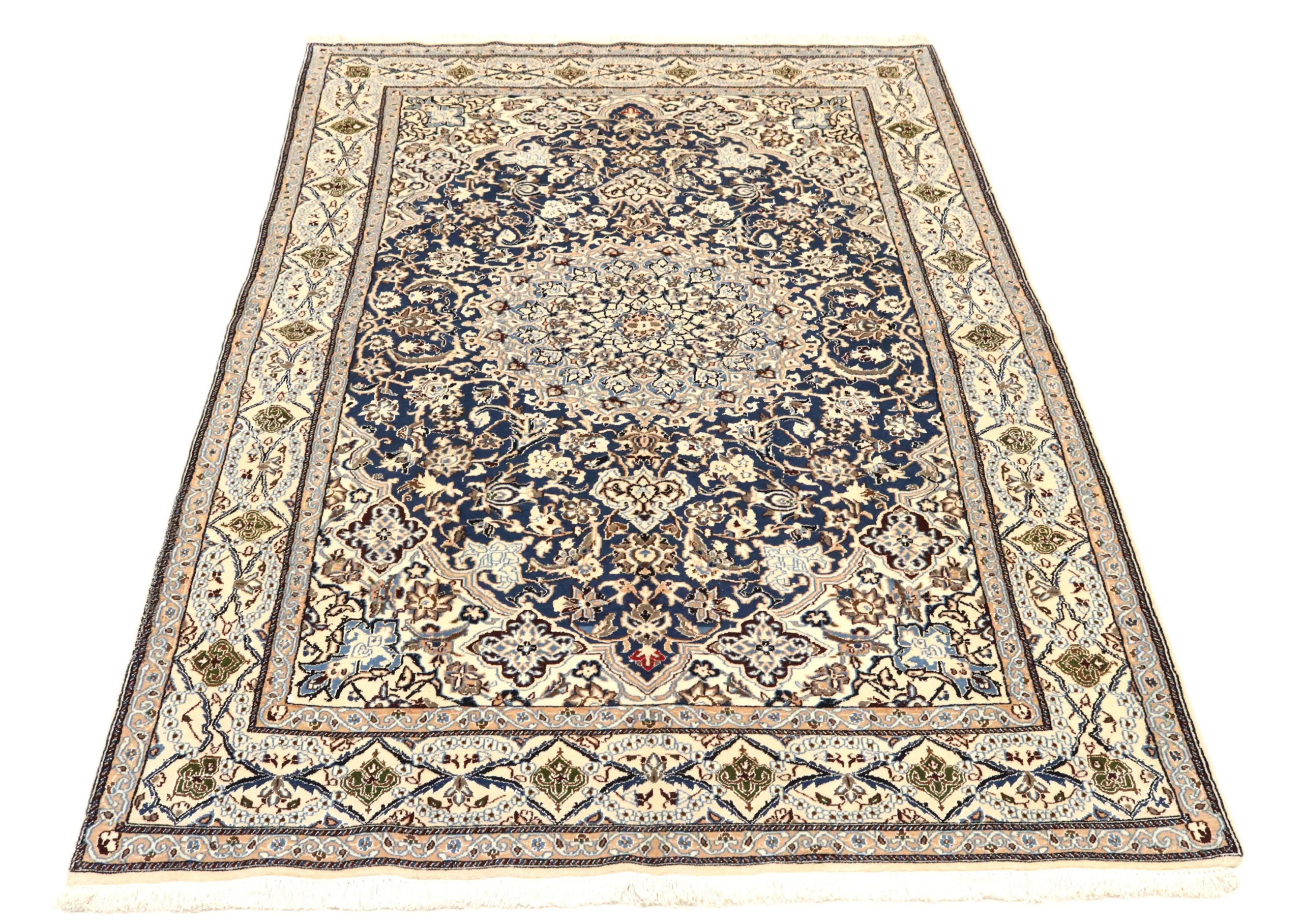 Hand-Knotted Wool & Silk Nain Persian Rug, 258 × 160 cm