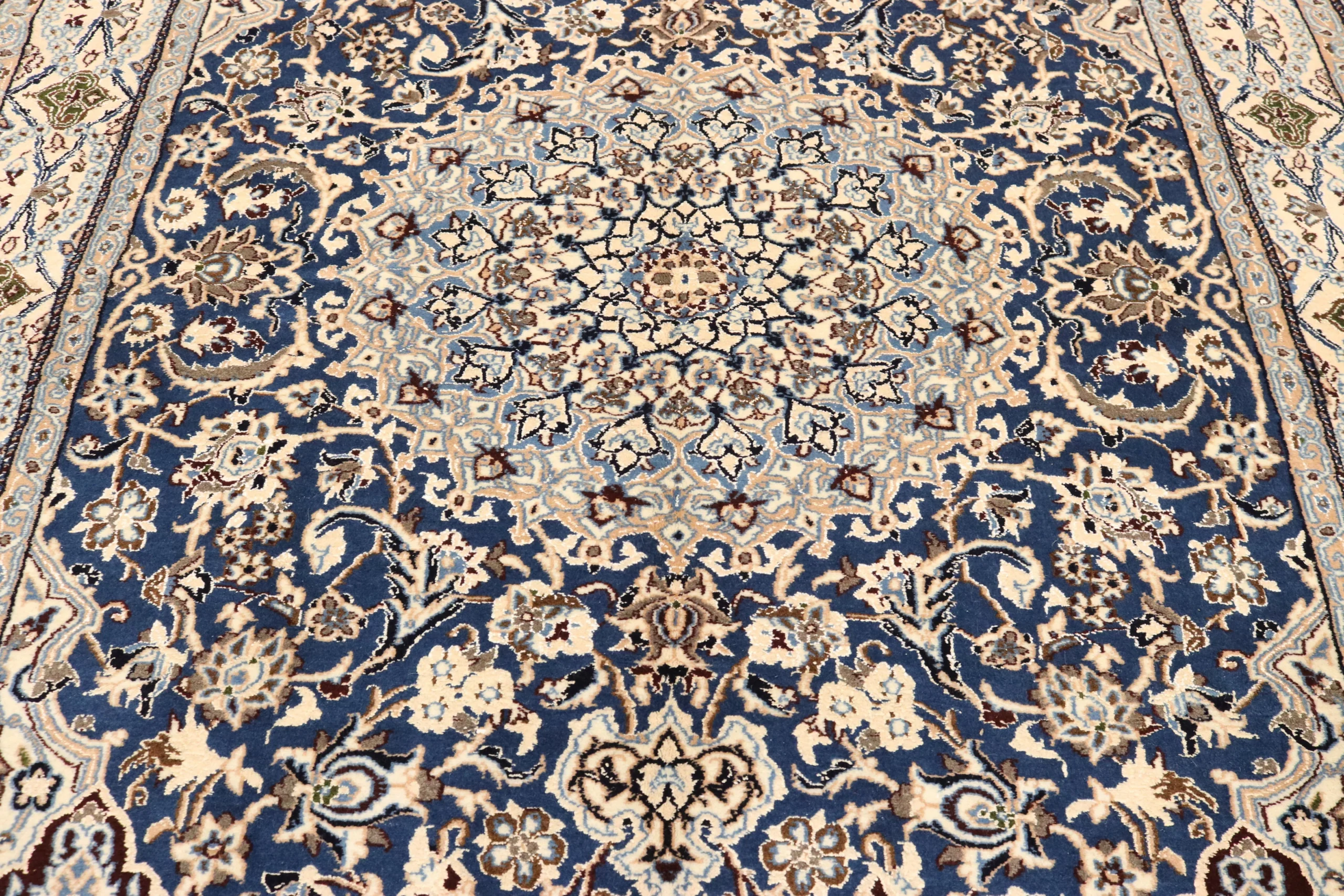 Hand-Knotted Wool & Silk Nain Persian Rug, 258 × 160 cm