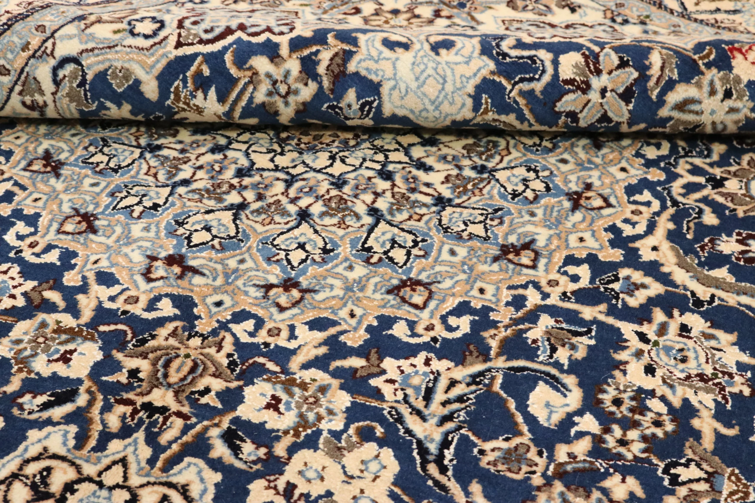 Hand-Knotted Wool & Silk Nain Persian Rug, 258 × 160 cm