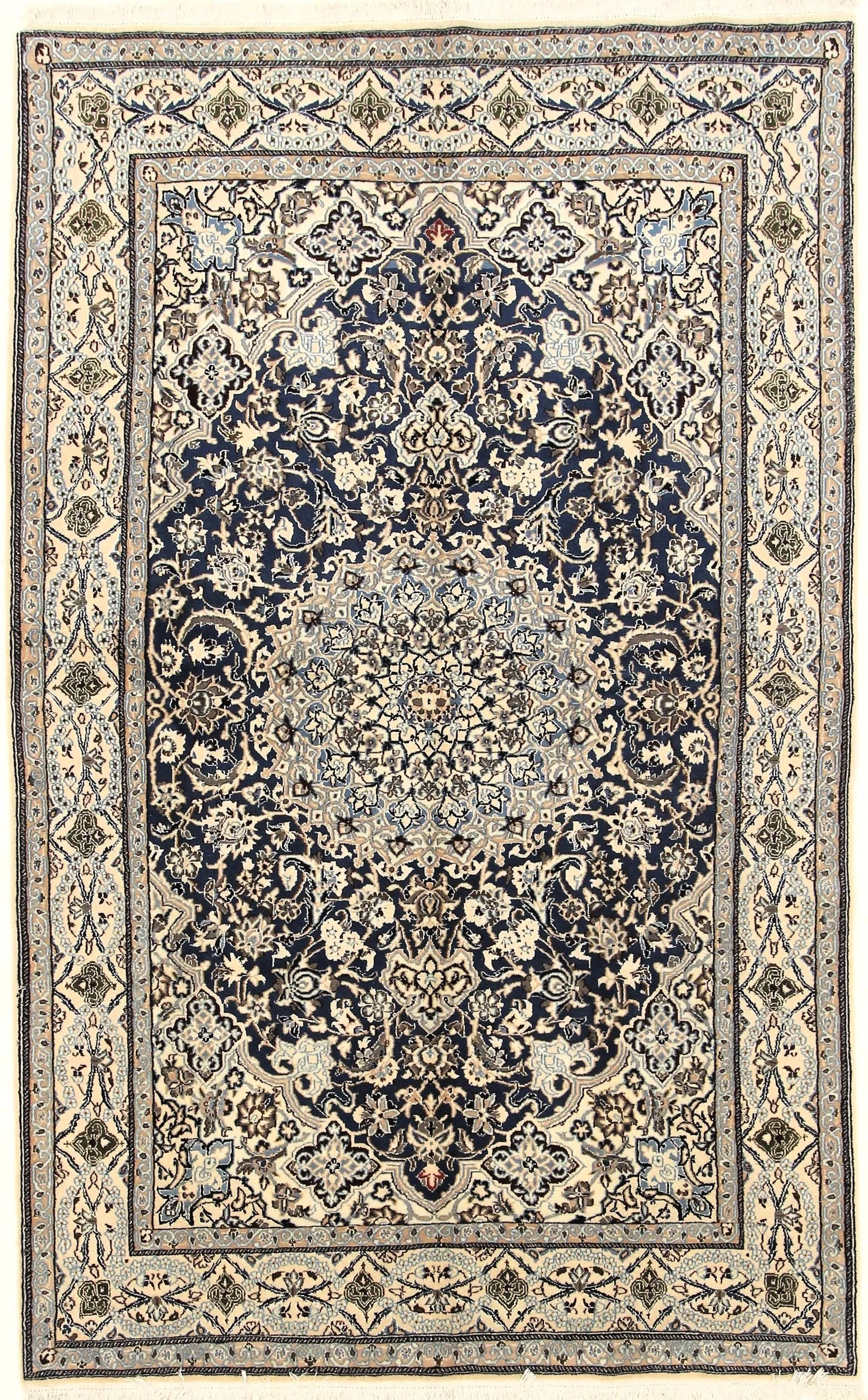 Hand-Knotted Wool & Silk Nain Persian Rug, 258 × 160 cm