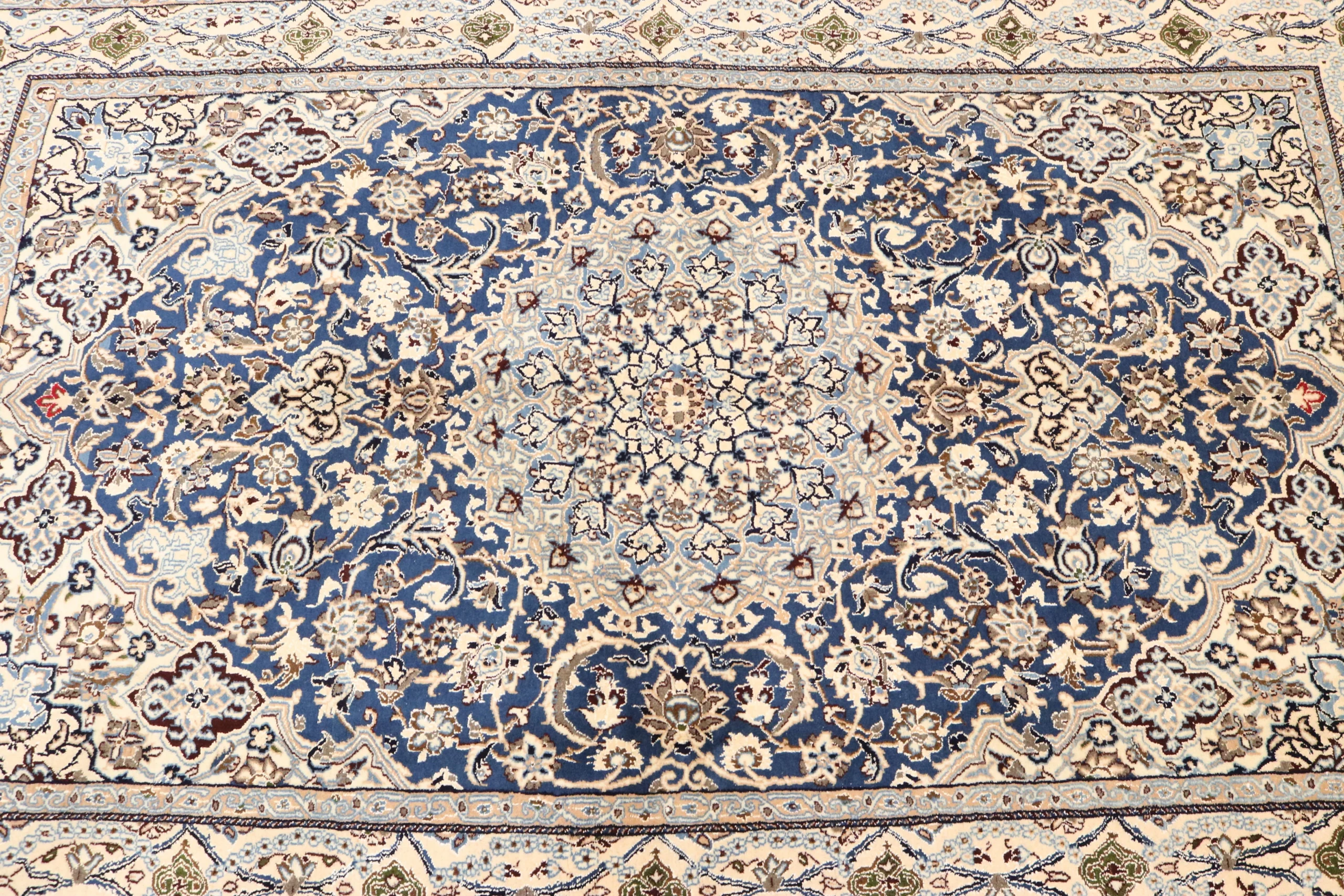 Hand-Knotted Wool & Silk Nain Persian Rug, 258 × 160 cm