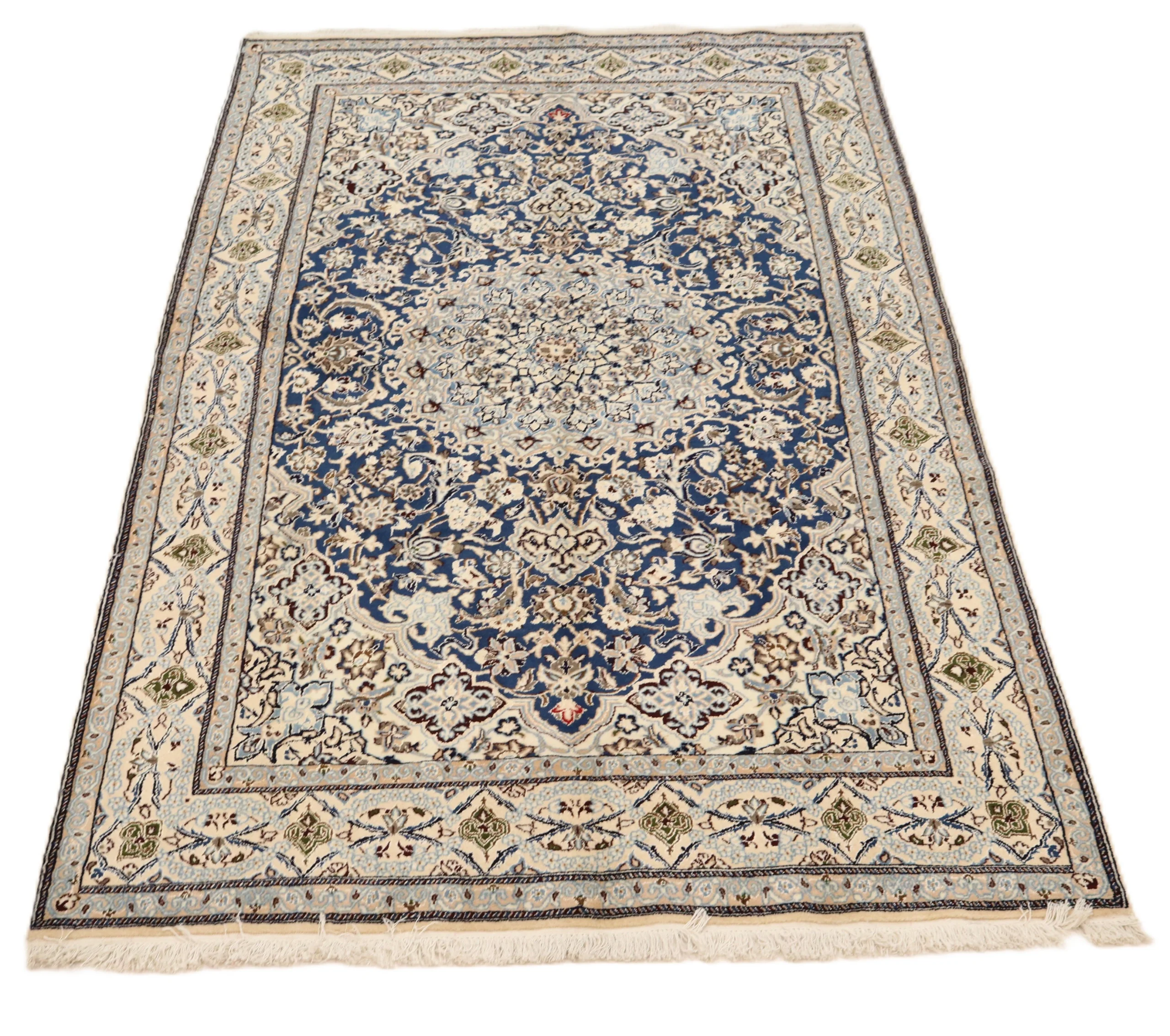 Hand-Knotted Wool & Silk Nain Persian Rug, 258 × 160 cm