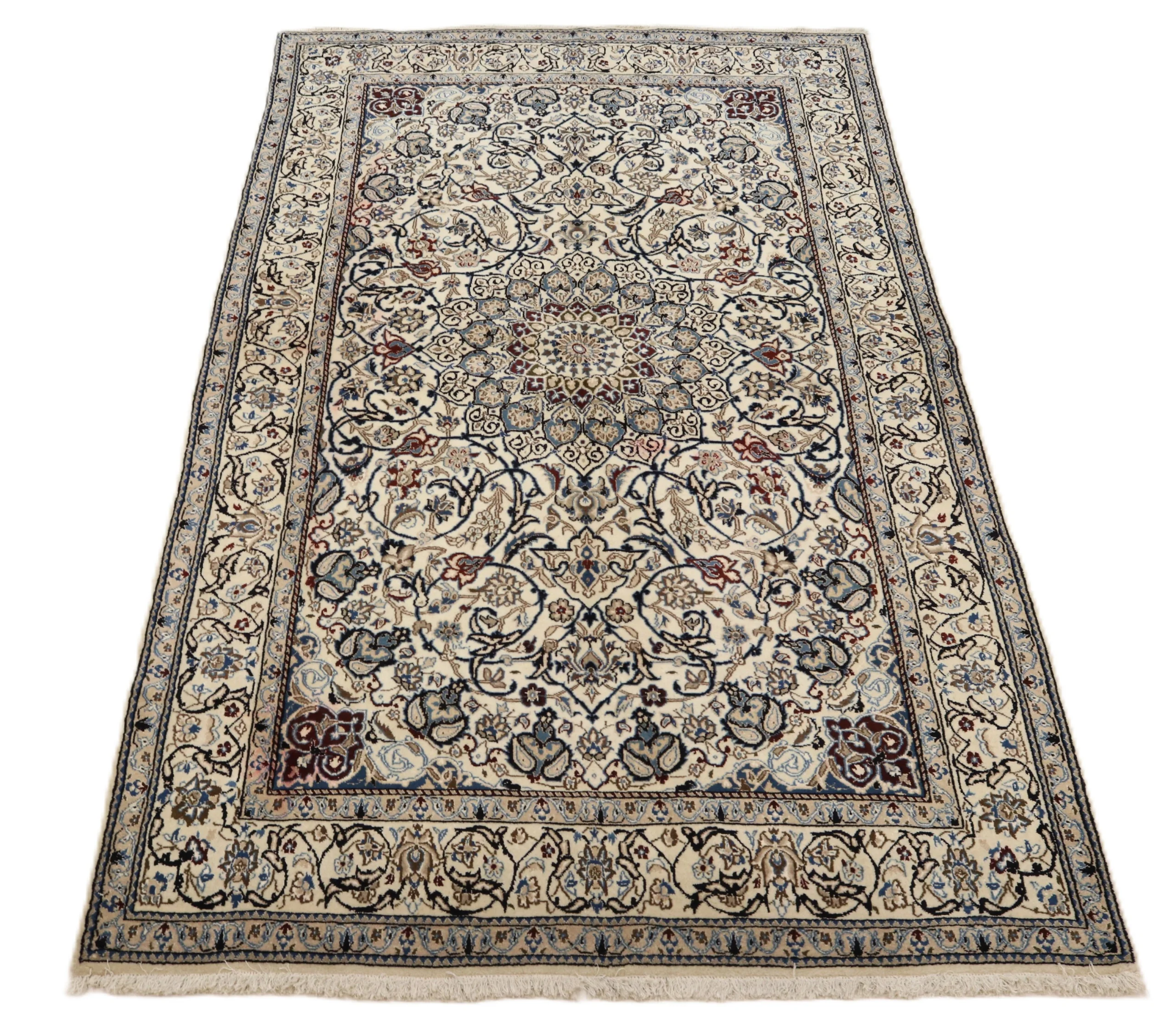 Hand-Knotted Wool & Silk Nain Persian Rug, 271 × 161 cm