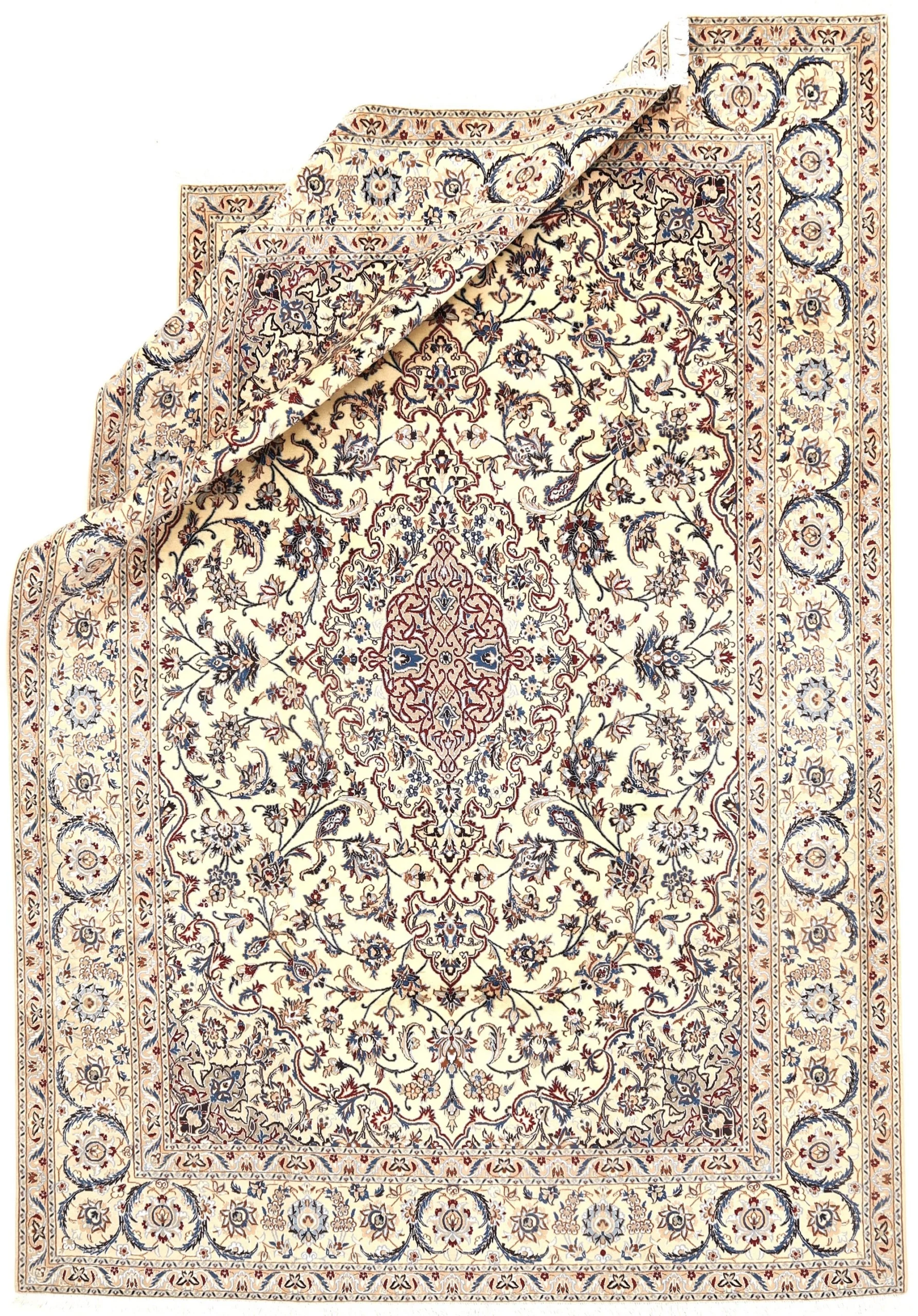 Hand-Knotted Wool & Silk Nain Persian Rug, 305 × 205 cm