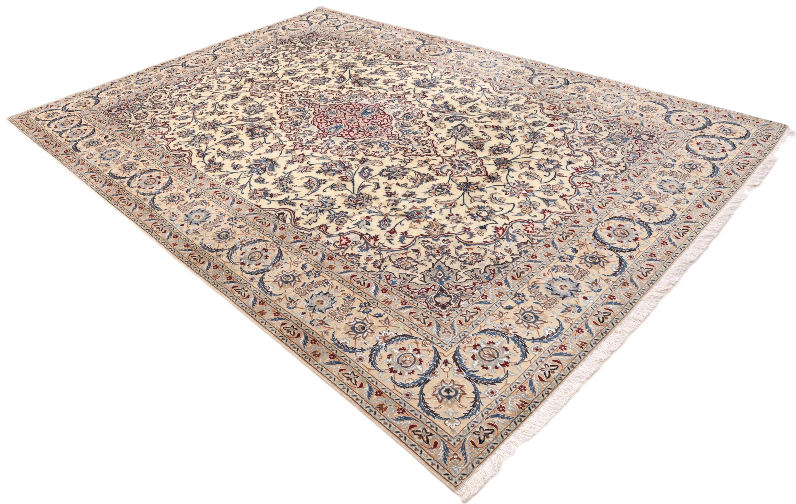 Hand-Knotted Wool & Silk Nain Persian Rug, 305 × 205 cm