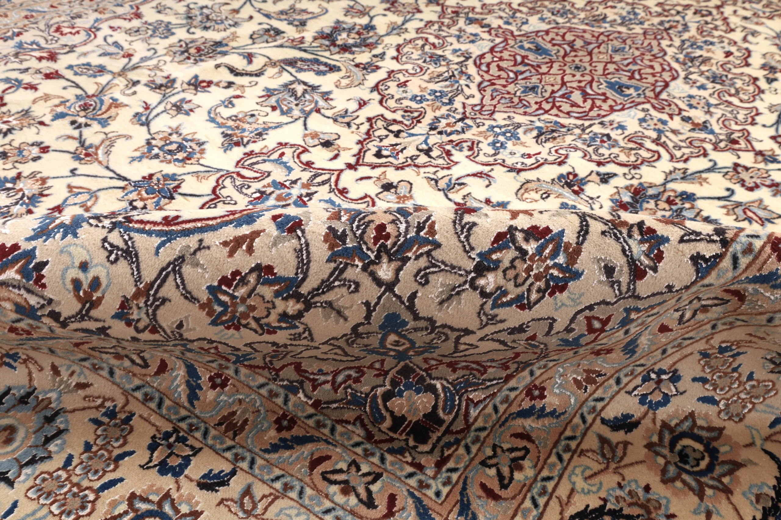 Hand-Knotted Wool & Silk Nain Persian Rug, 305 × 205 cm