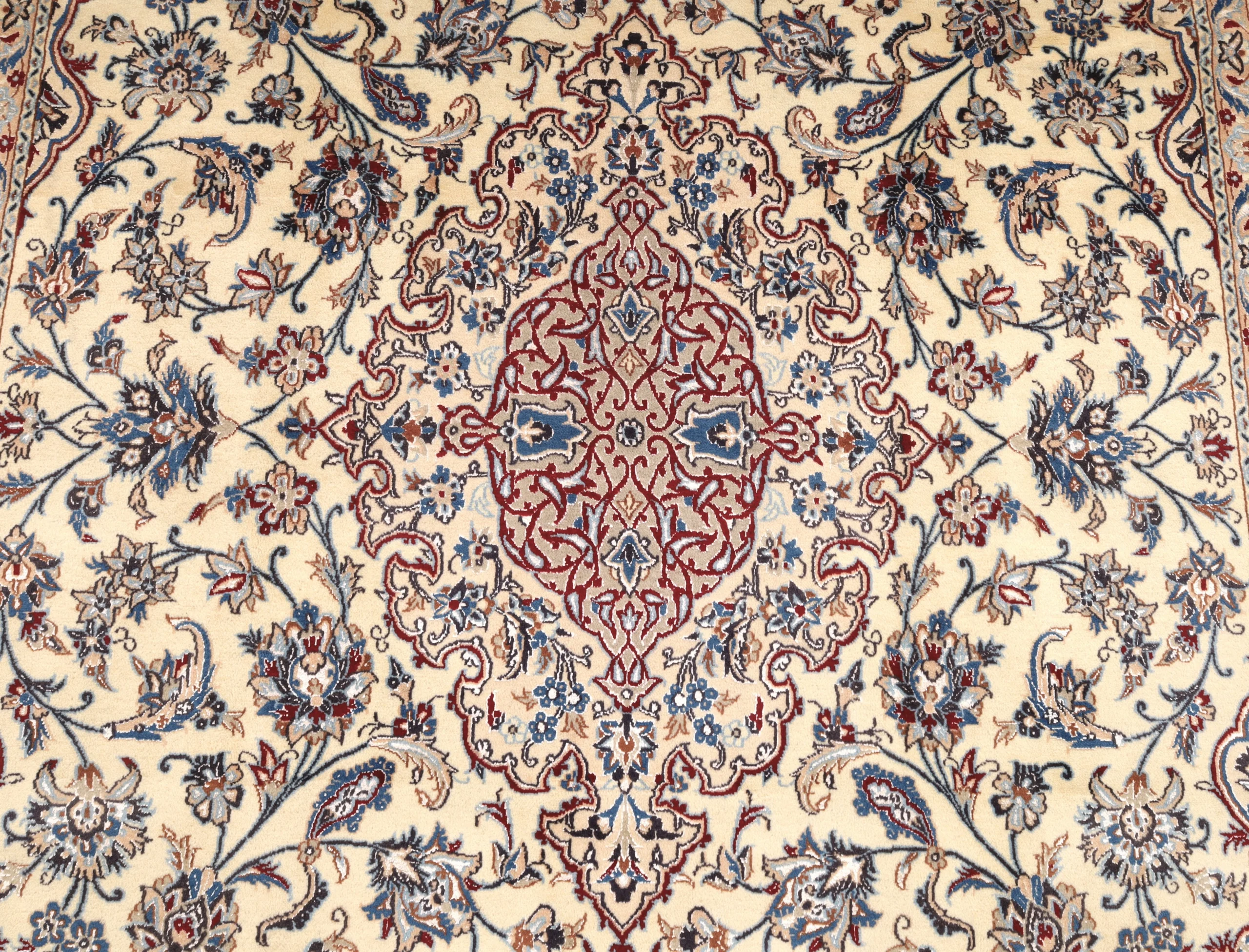 Hand-Knotted Wool & Silk Nain Persian Rug, 305 × 205 cm