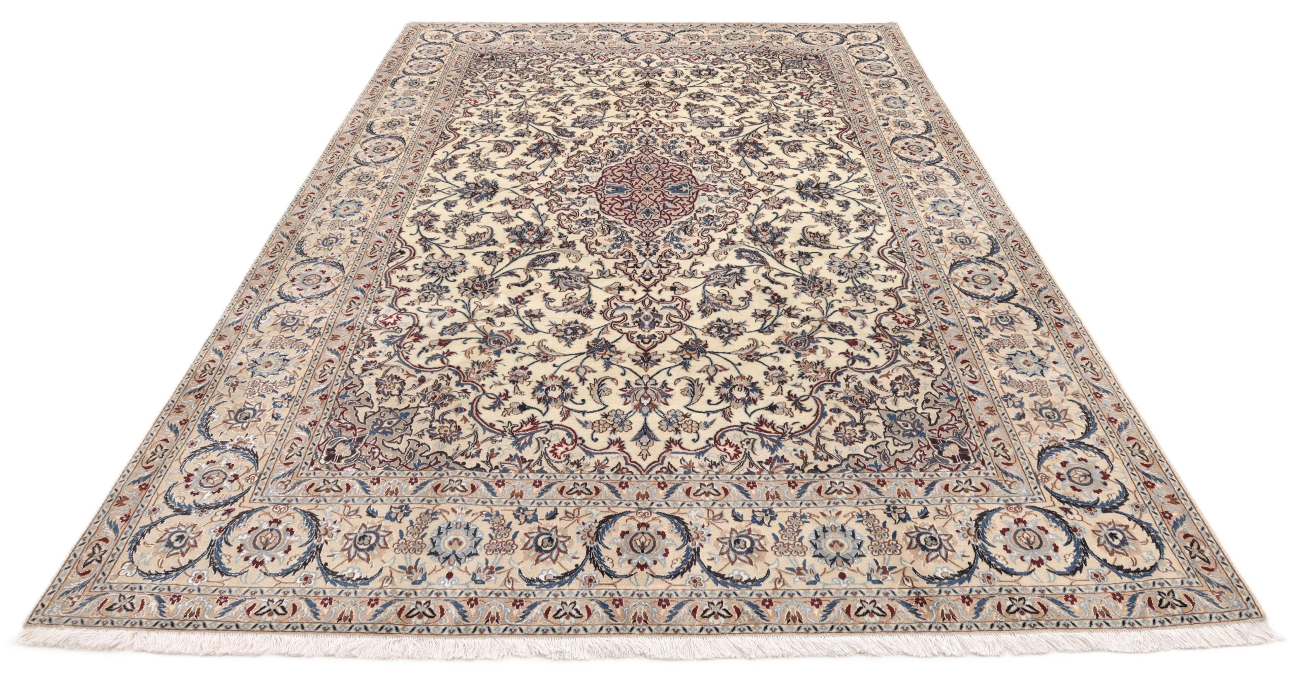 Hand-Knotted Wool & Silk Nain Persian Rug, 305 × 205 cm