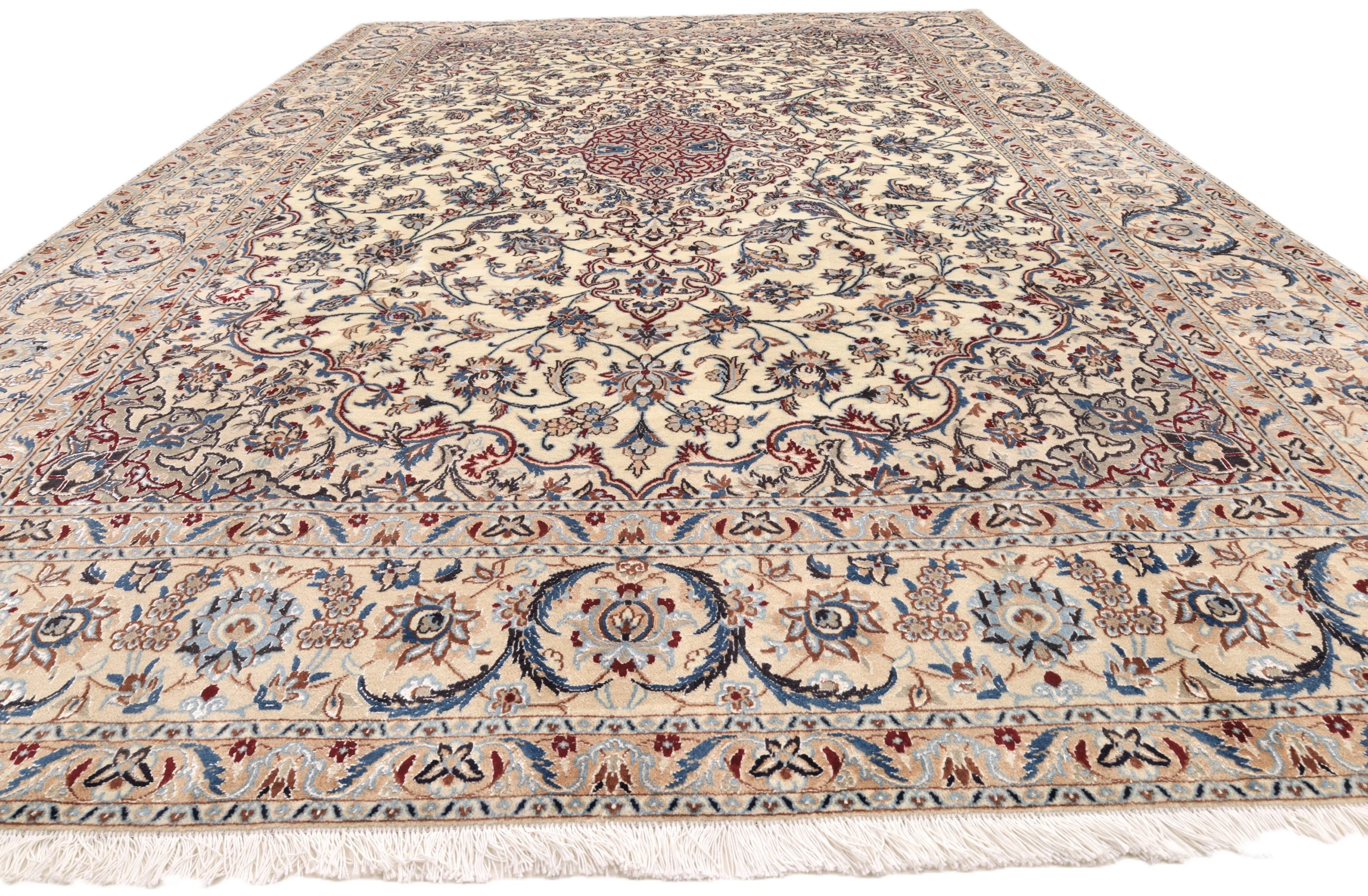 Hand-Knotted Wool & Silk Nain Persian Rug, 305 × 205 cm