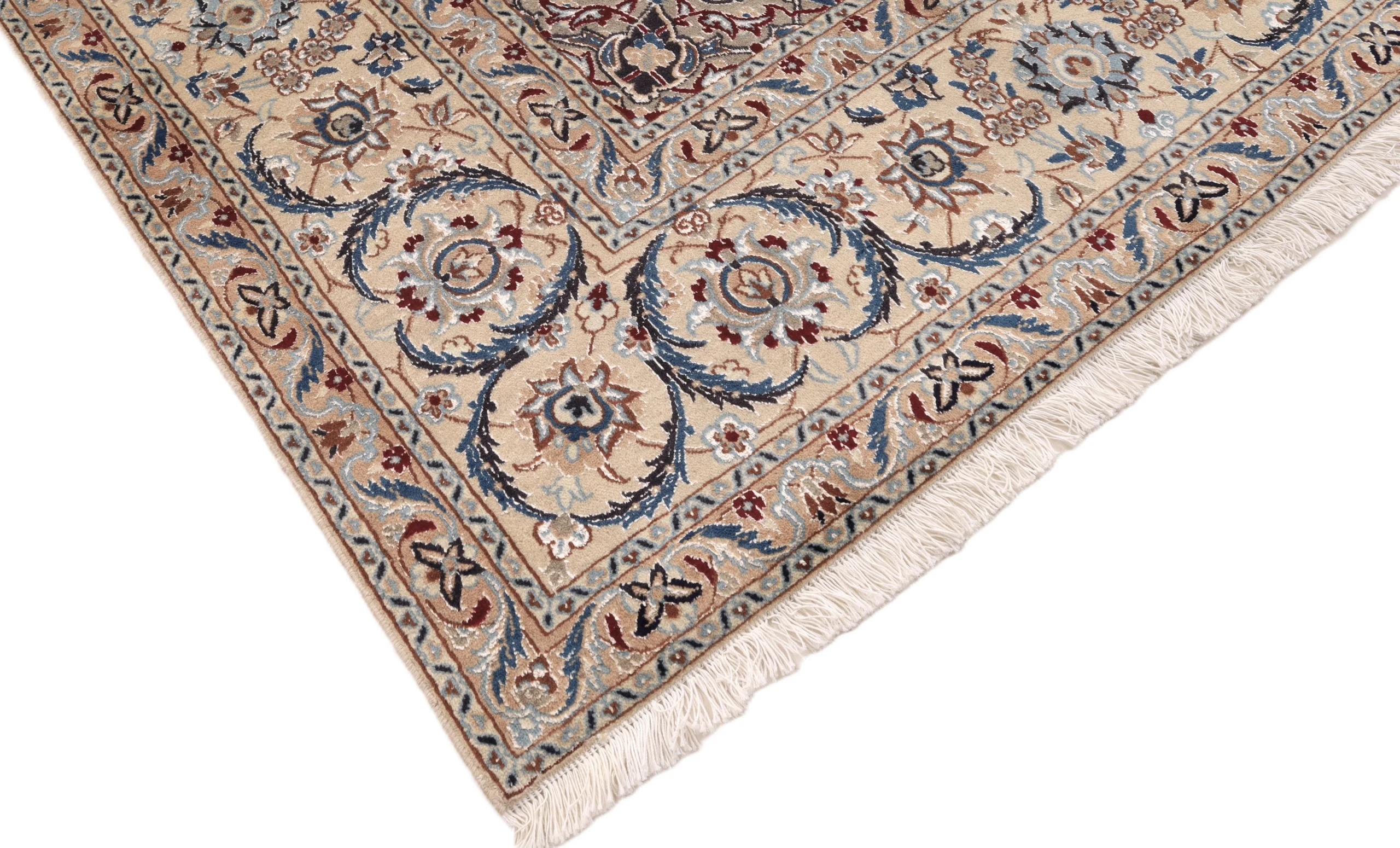 Hand-Knotted Wool & Silk Nain Persian Rug, 305 × 205 cm