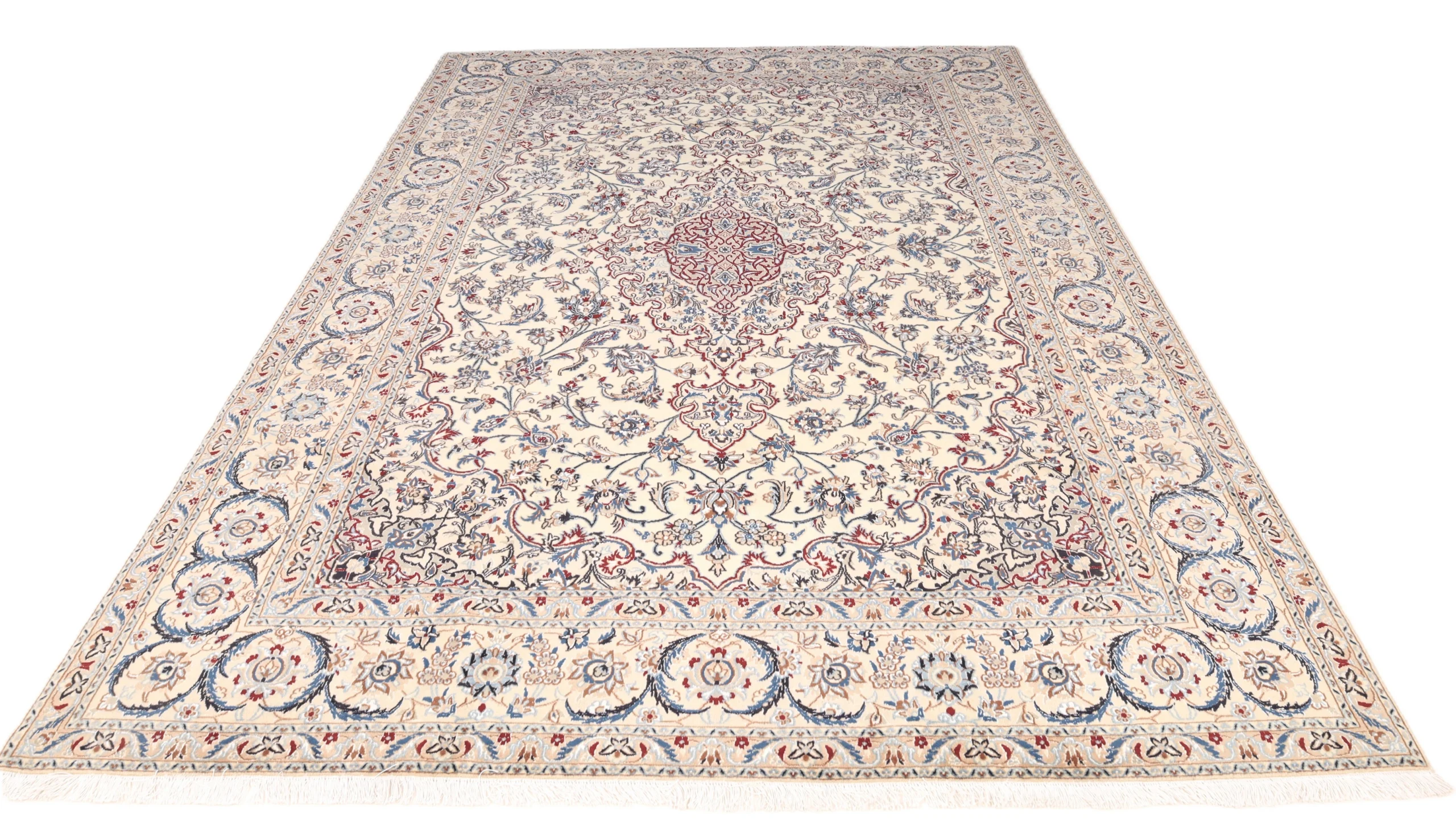 Hand-Knotted Wool & Silk Nain Persian Rug, 305 × 205 cm