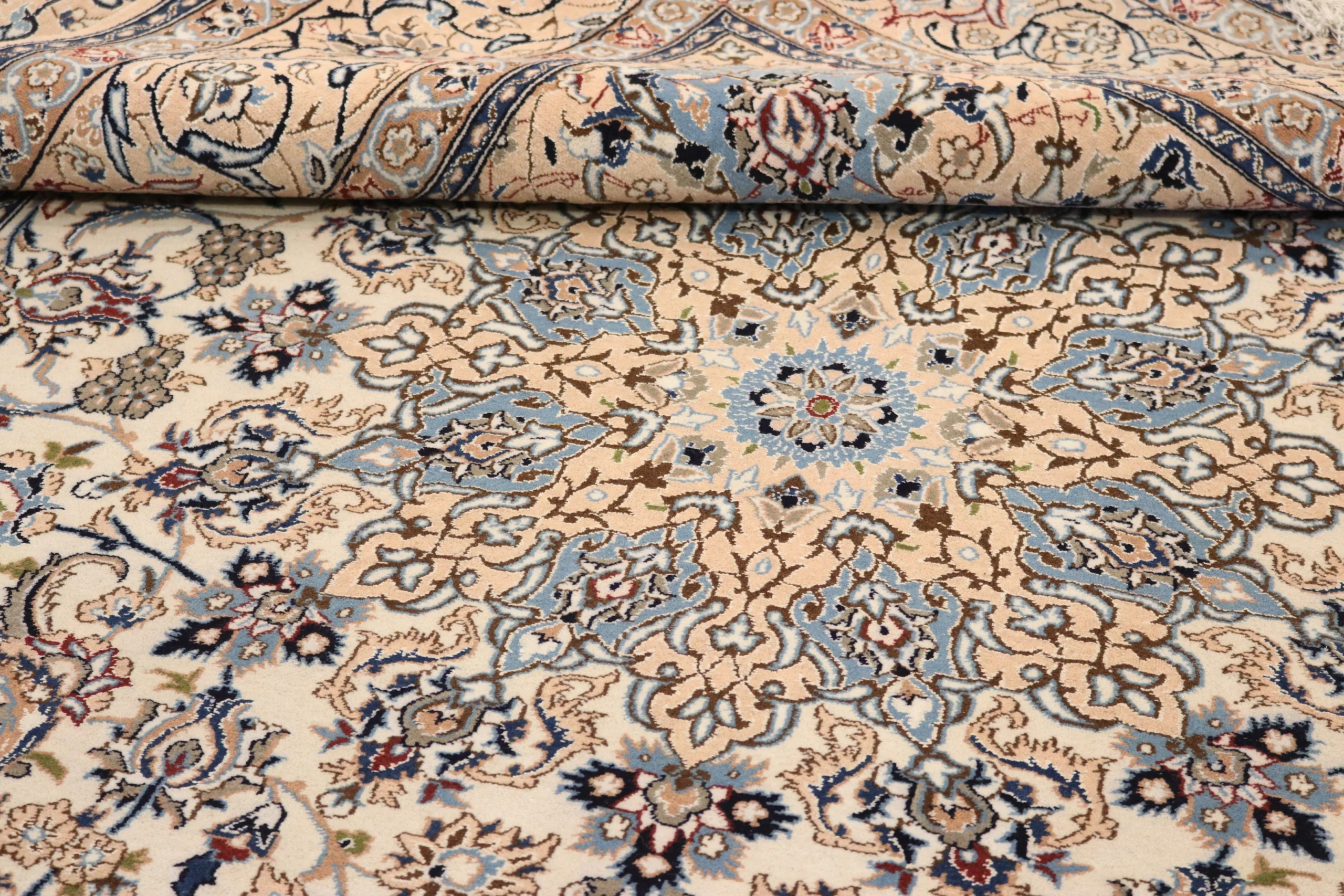 Hand-Knotted Wool & Silk Nain Persian Rug, 330 × 208 cm