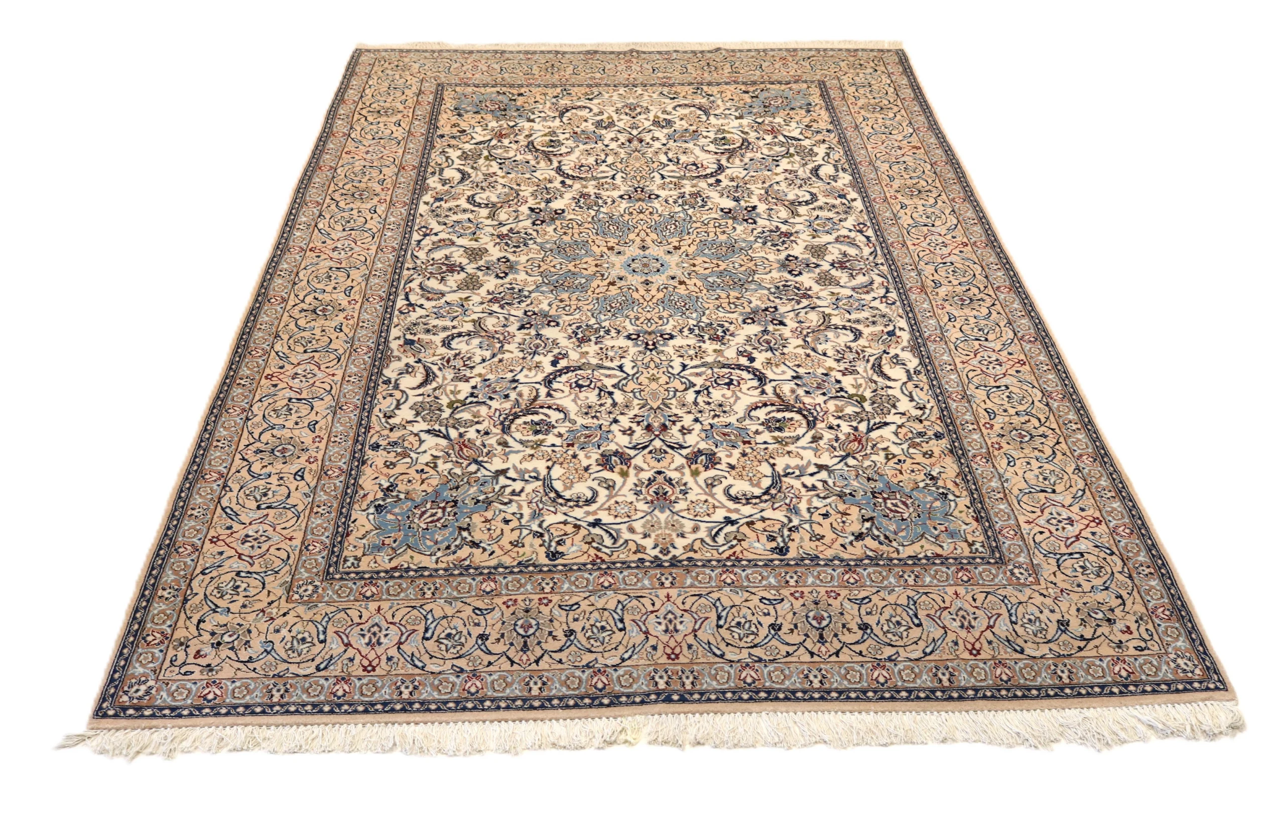Hand-Knotted Wool & Silk Nain Persian Rug, 330 × 208 cm