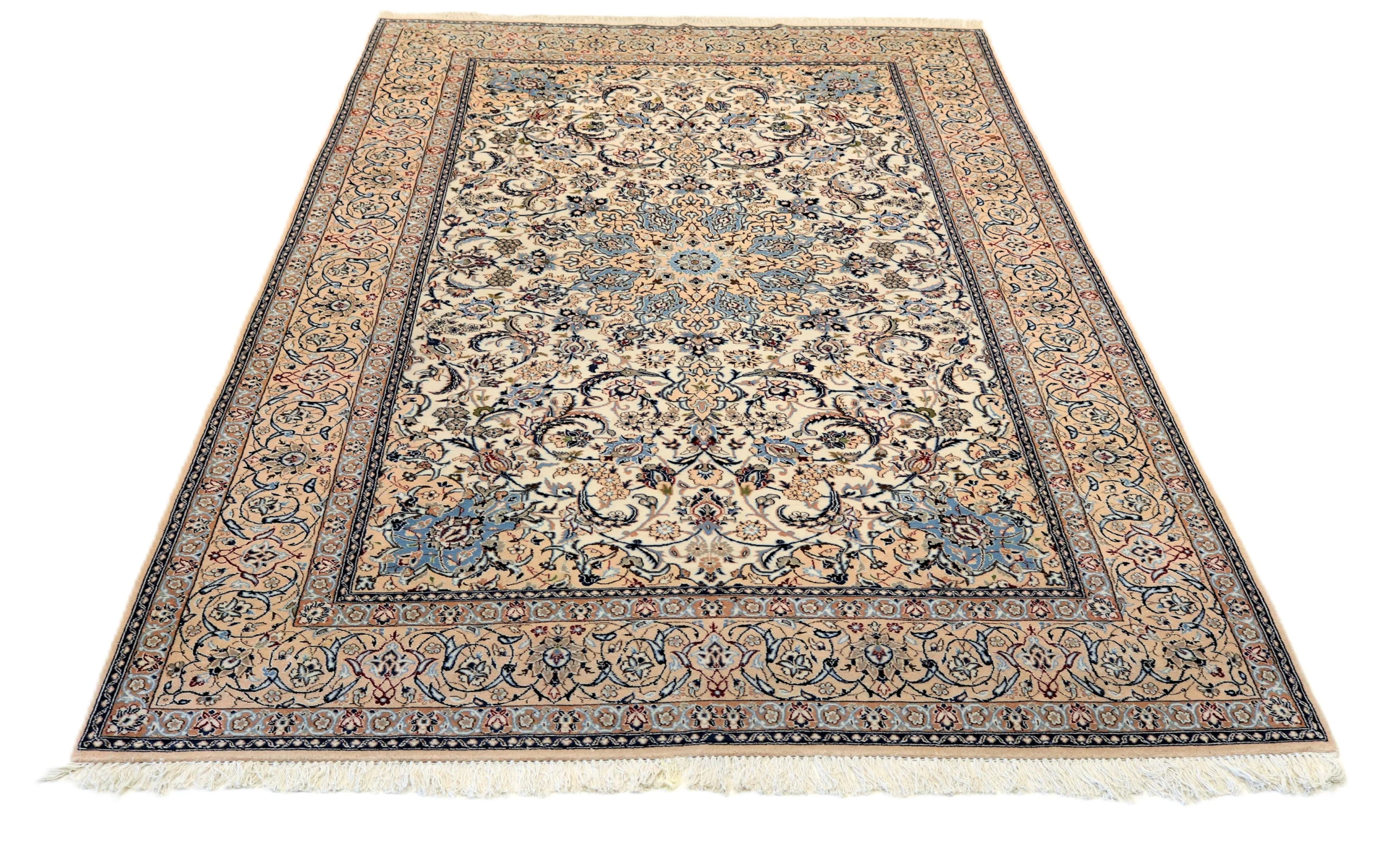 Hand-Knotted Wool & Silk Nain Persian Rug, 330 × 208 cm