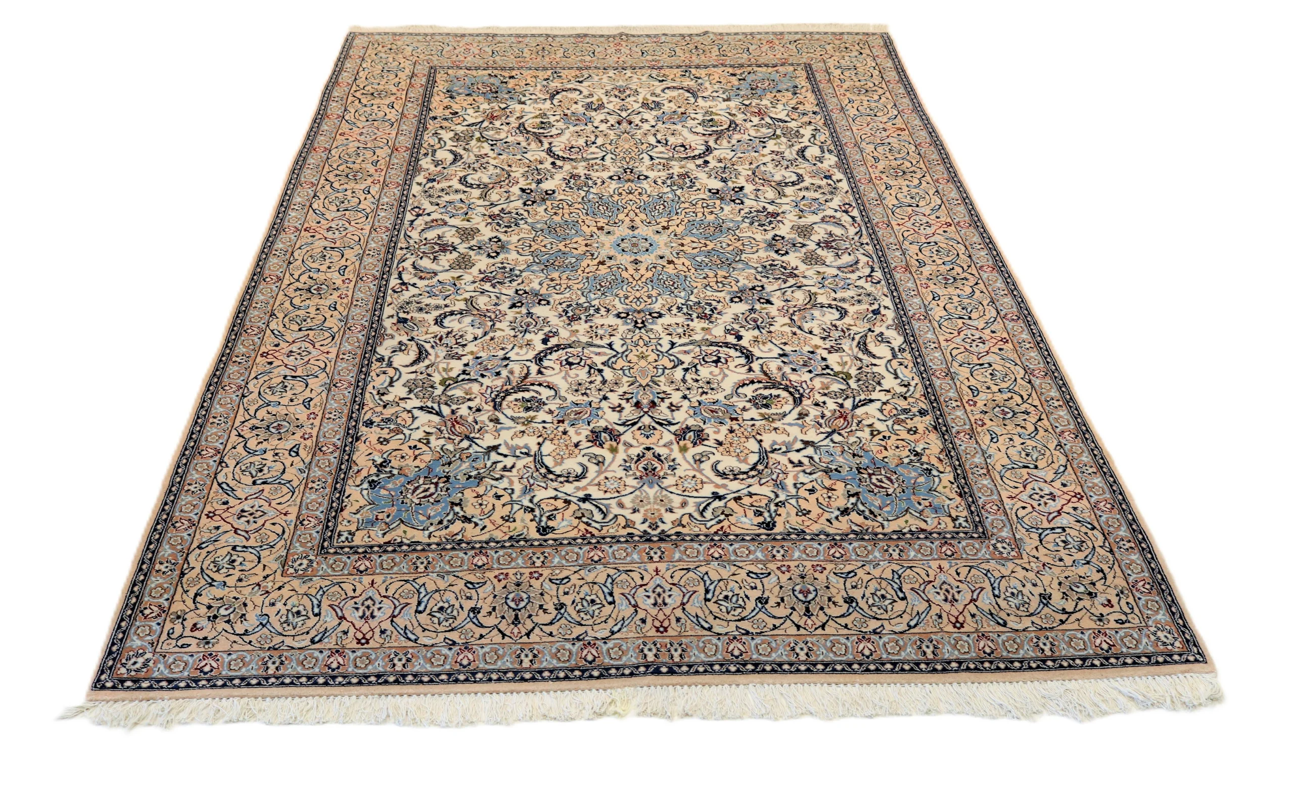 Hand-Knotted Wool & Silk Nain Persian Rug, 330 × 208 cm
