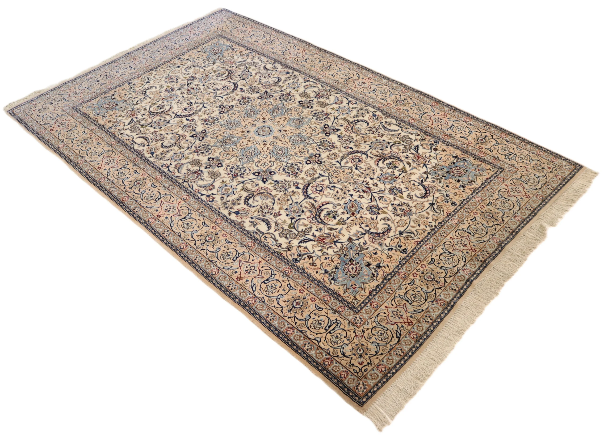Hand-Knotted Wool & Silk Nain Persian Rug, 330 × 208 cm