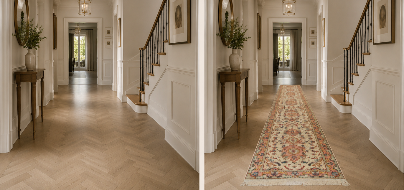 Tabriz Persian Rug — hand-knotted, 680 × 85 cm, Wool & Silk
