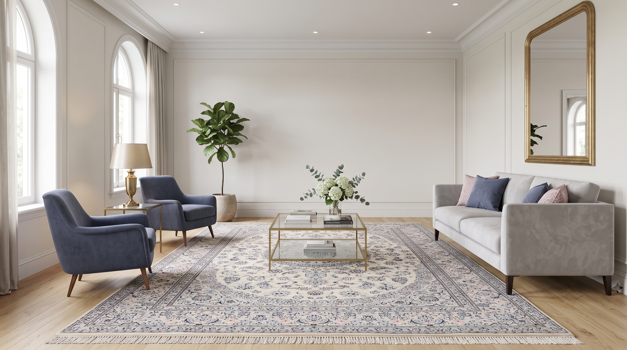 Nain Persian Rug 344 × 248 cm, Wool & Silk, hand-knotted