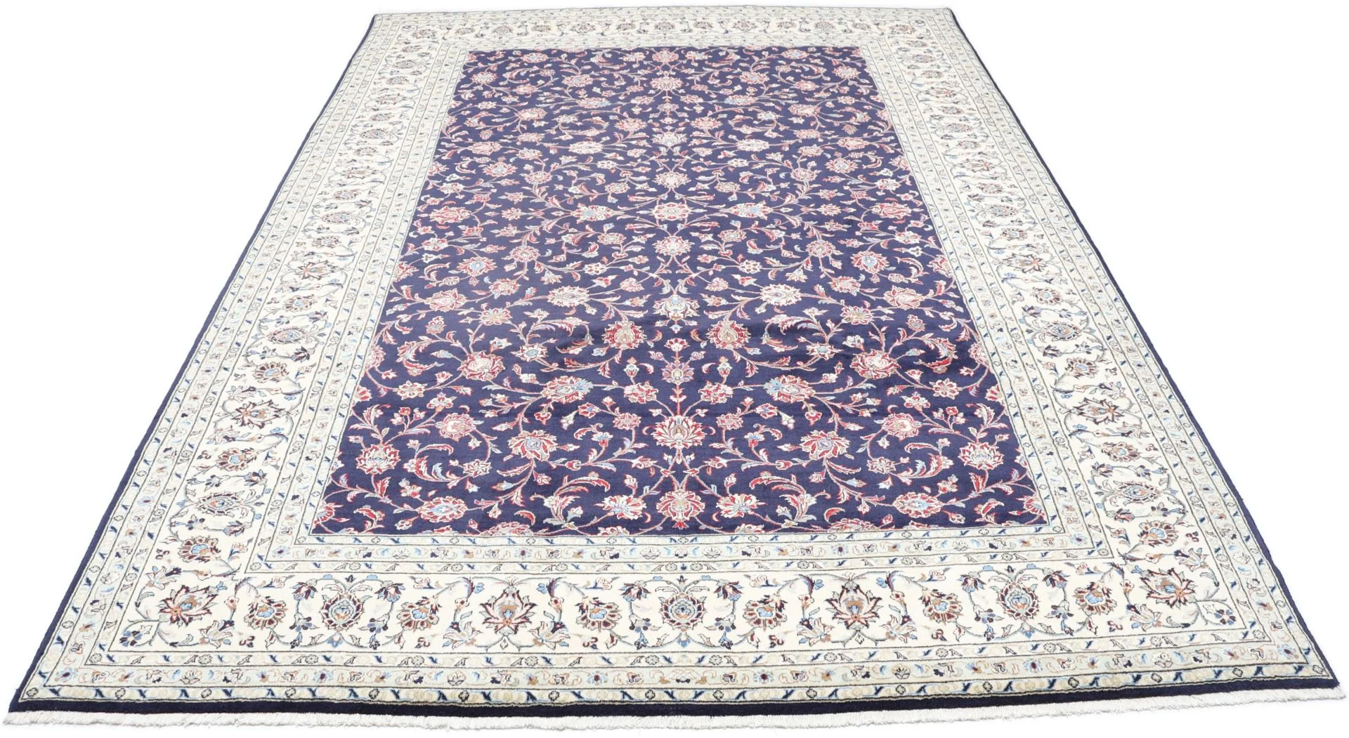 Hand-Knotted Wool & Silk Kashan Persian Rug, 244 × 354 cm