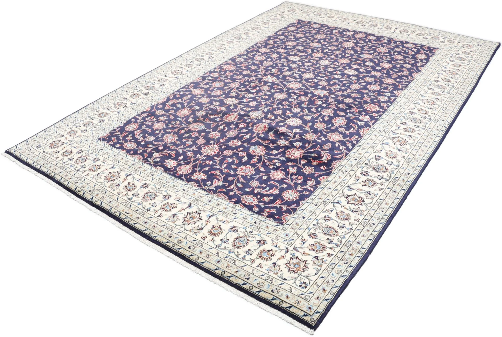 Hand-Knotted Wool & Silk Kashan Persian Rug, 244 × 354 cm