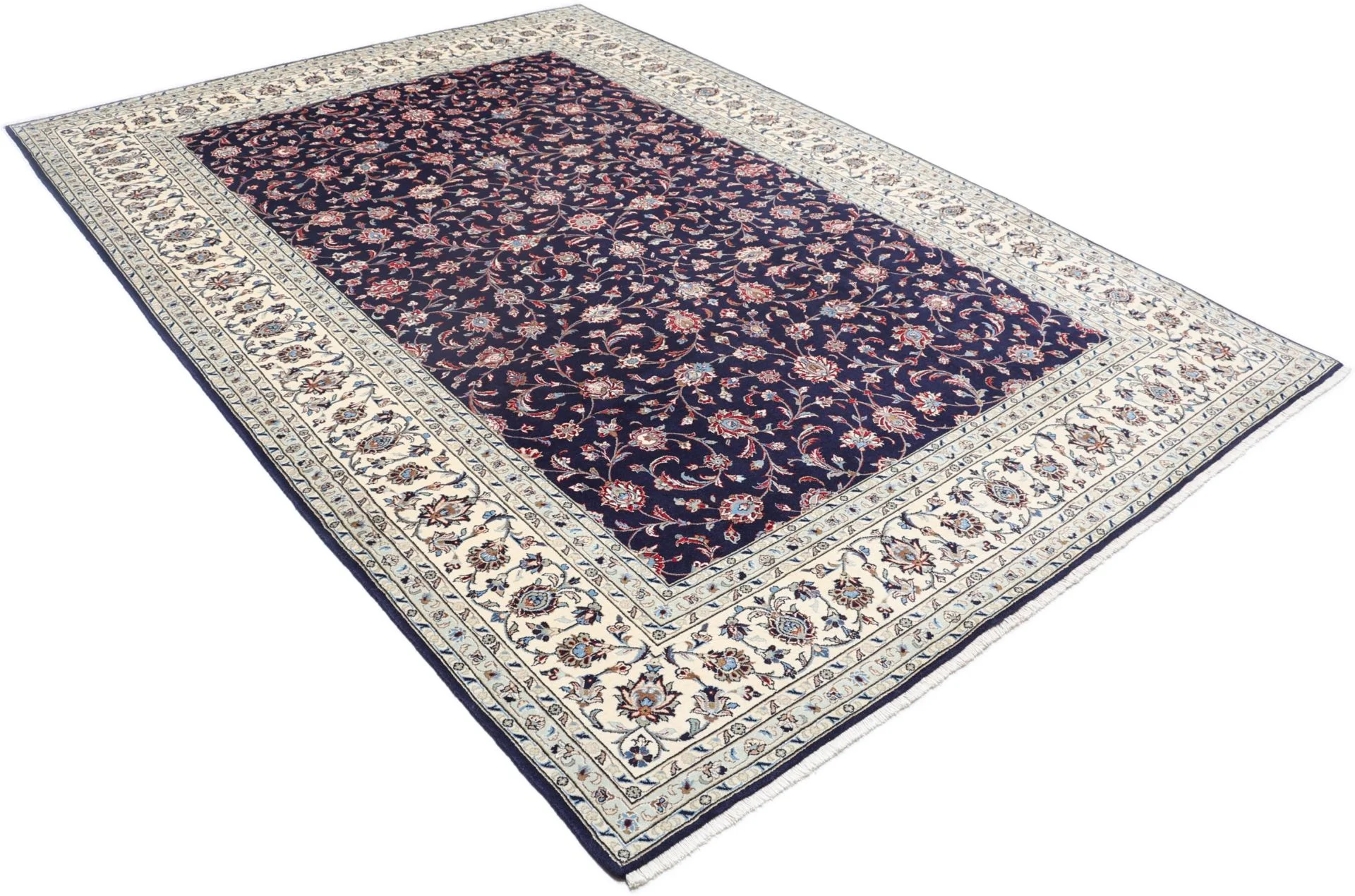 Hand-Knotted Wool & Silk Kashan Persian Rug, 244 × 354 cm