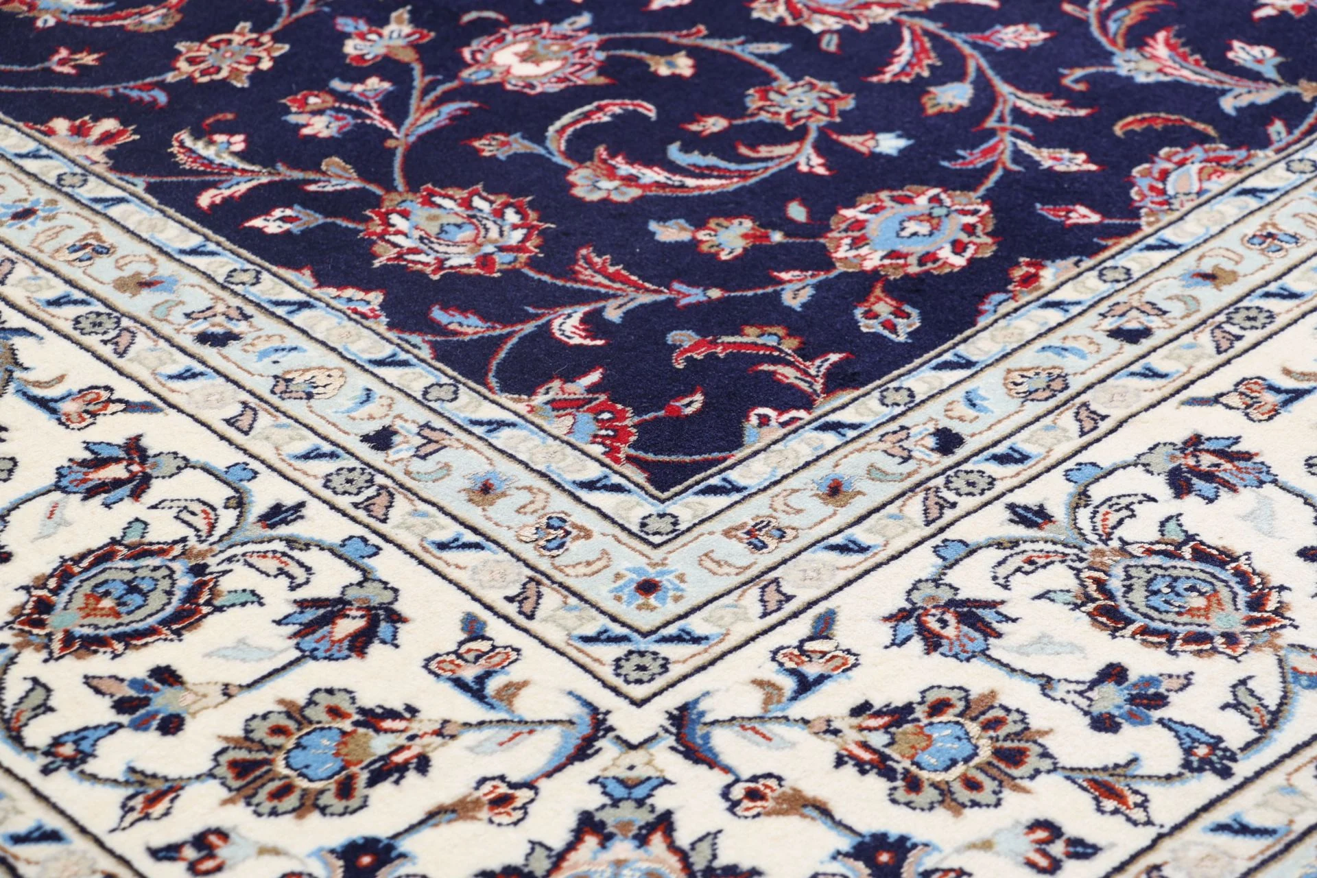 Hand-Knotted Wool & Silk Kashan Persian Rug, 244 × 354 cm