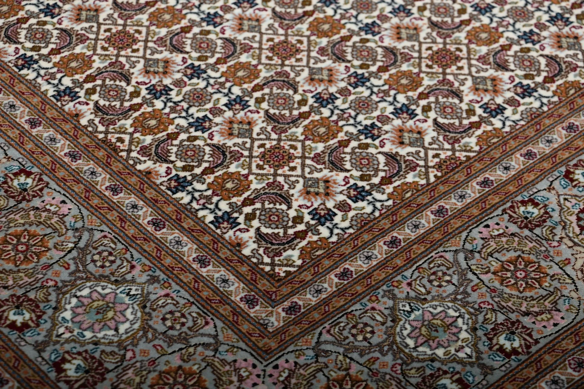 Hand-Knotted Wool & Silk Tabriz Persian Rug, 202 × 246 cm
