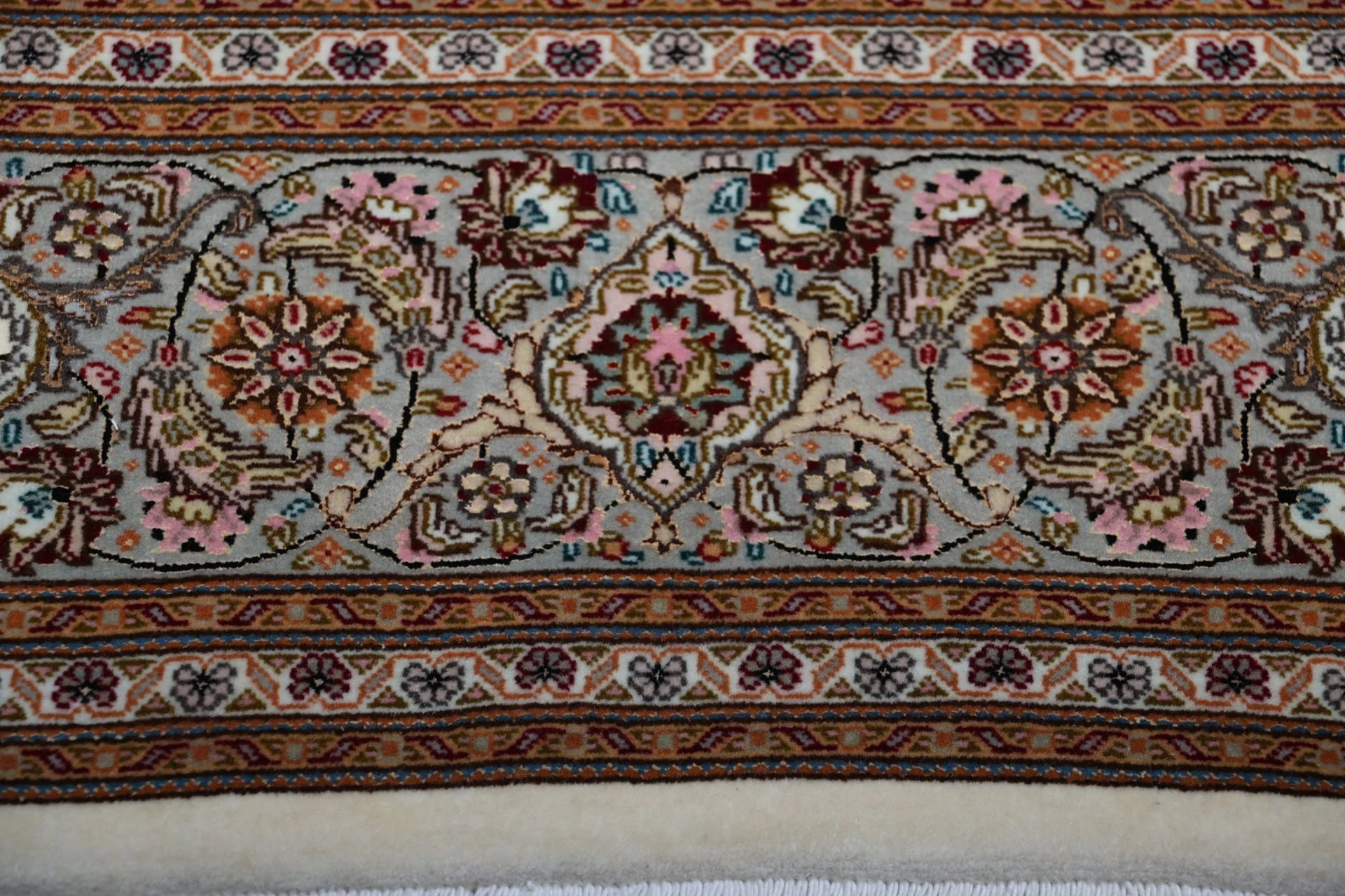 Hand-Knotted Wool & Silk Tabriz Persian Rug, 202 × 246 cm