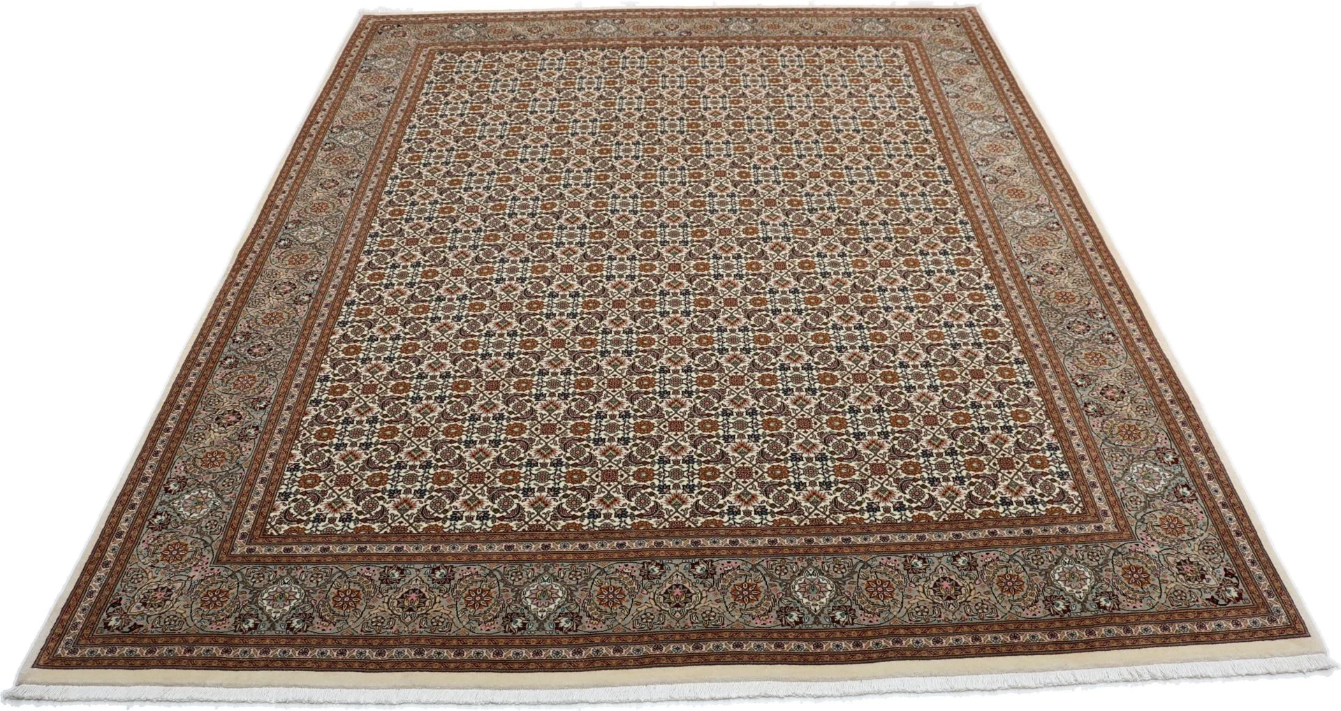Hand-Knotted Wool & Silk Tabriz Persian Rug, 202 × 246 cm