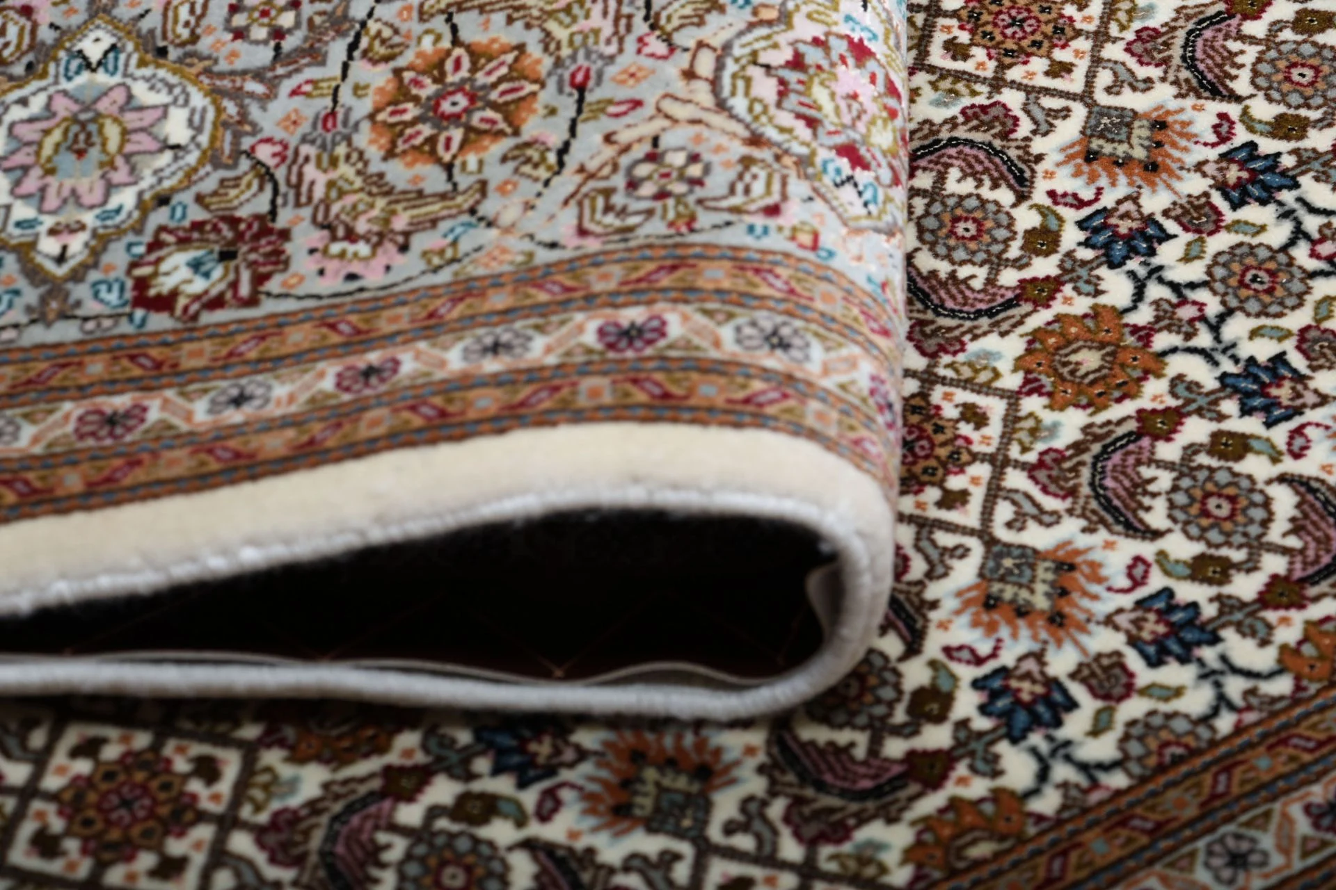 Hand-Knotted Wool & Silk Tabriz Persian Rug, 202 × 246 cm