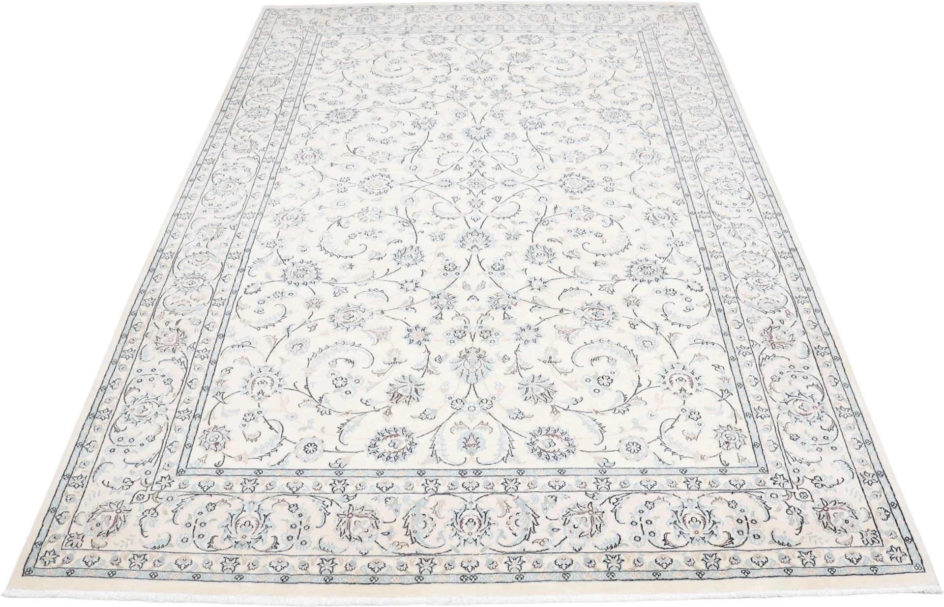 Nain Persian Rug — hand-knotted, 202 × 295 cm, Wool & Silk