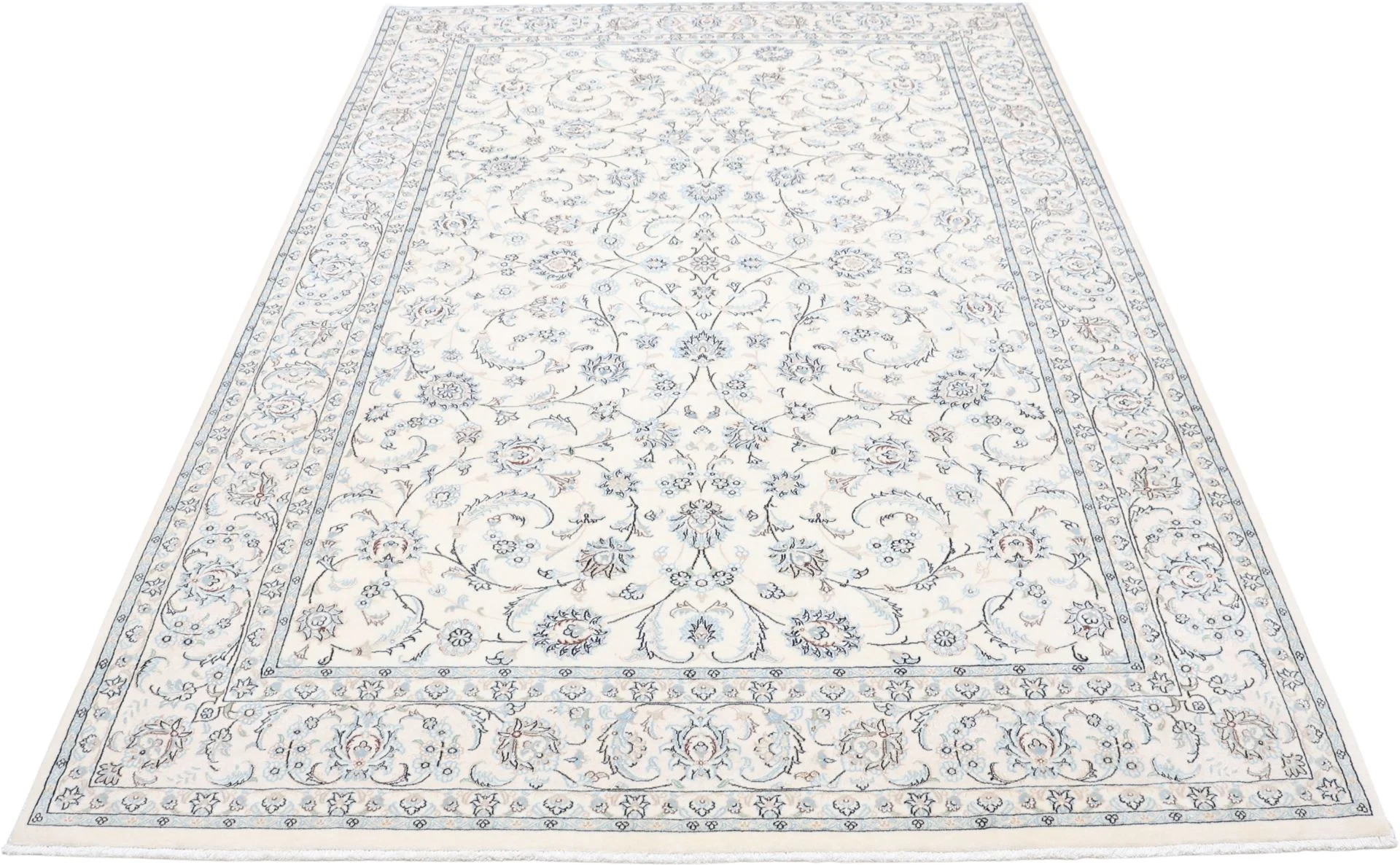 Nain Persian Rug — hand-knotted, 202 × 295 cm, Wool & Silk