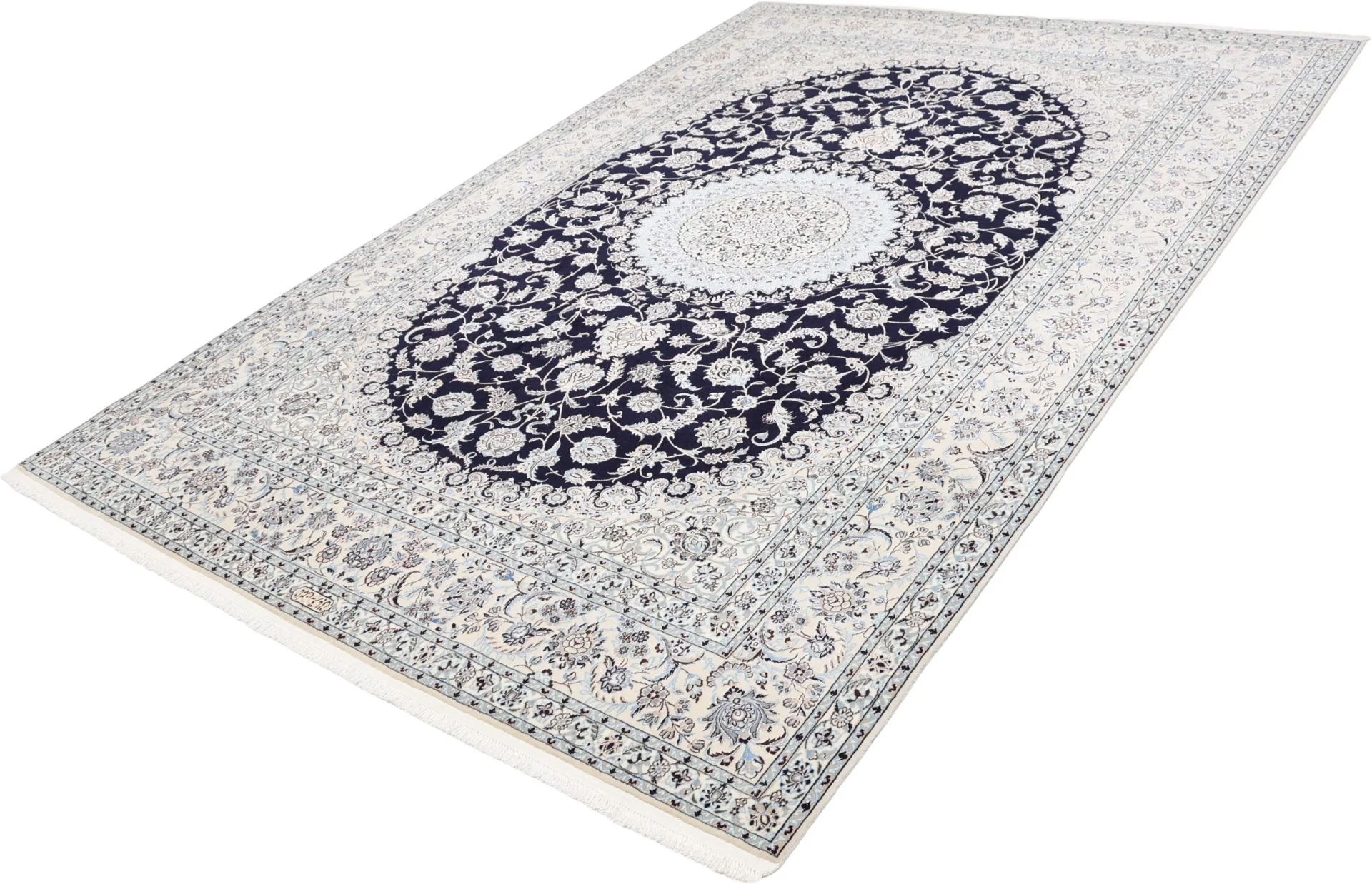 Hand-Knotted Wool & Silk Nain Persian Rug, 208 × 306 cm