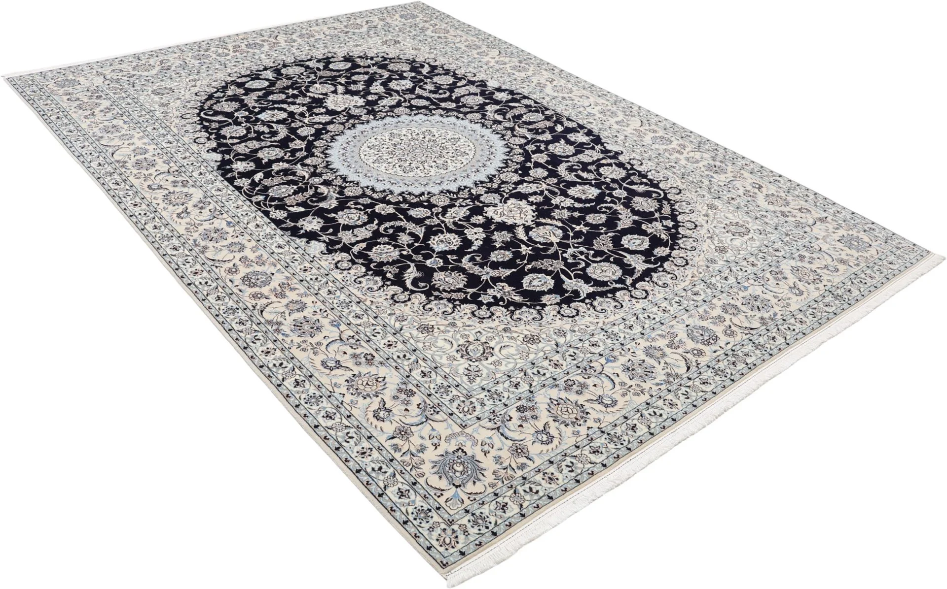 Hand-Knotted Wool & Silk Nain Persian Rug, 208 × 306 cm