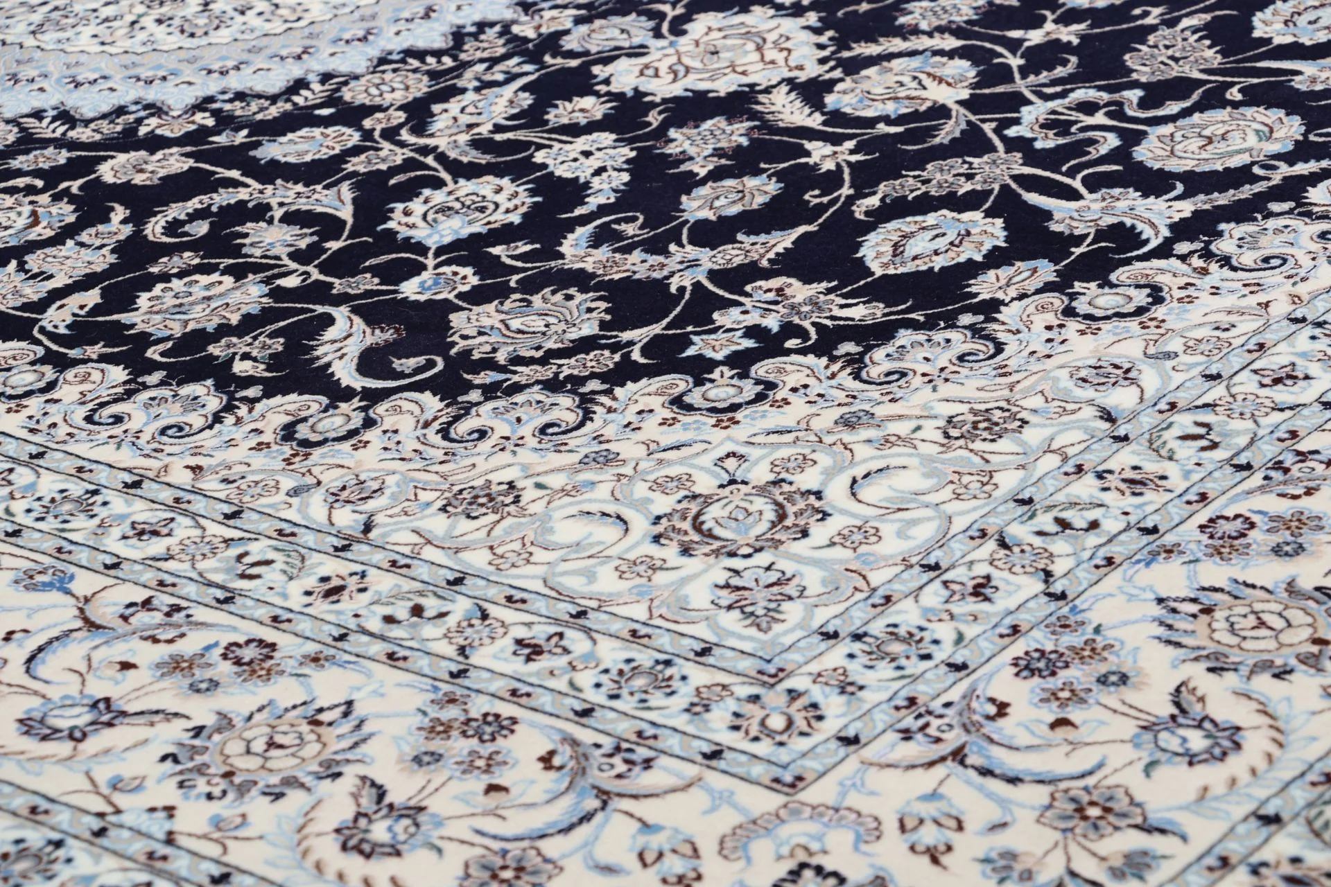 Hand-Knotted Wool & Silk Nain Persian Rug, 208 × 306 cm
